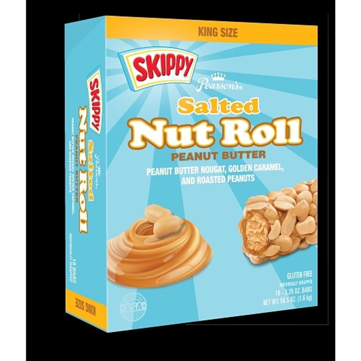 Salted Nut Roll - Skippy King Size Salted Peanut Butter, 3.25 Ounce, 18 Per Box, 8 Per Case