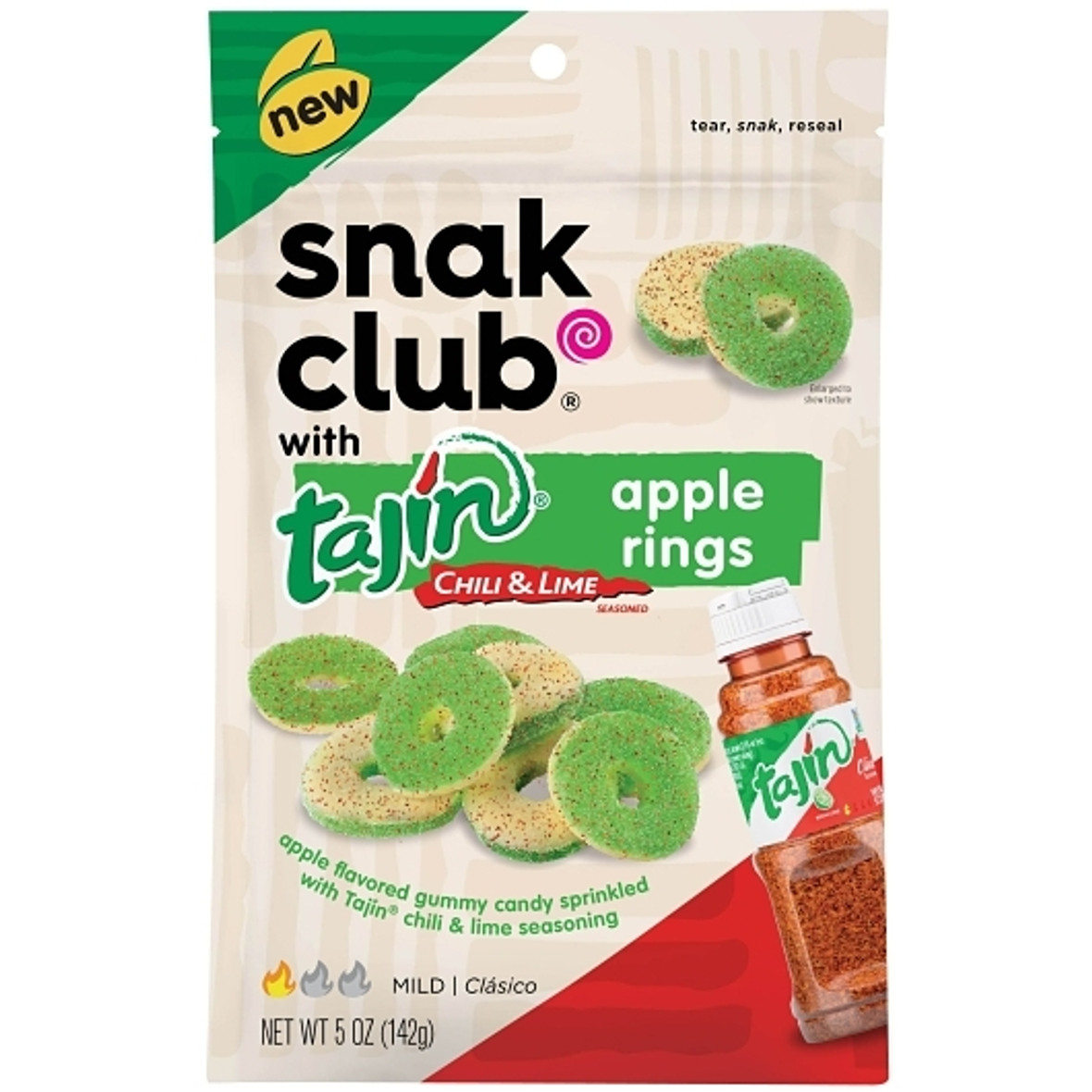 Snak Club Tajin Apple Gummy Rings, 5 Ounce, 6 Per Case