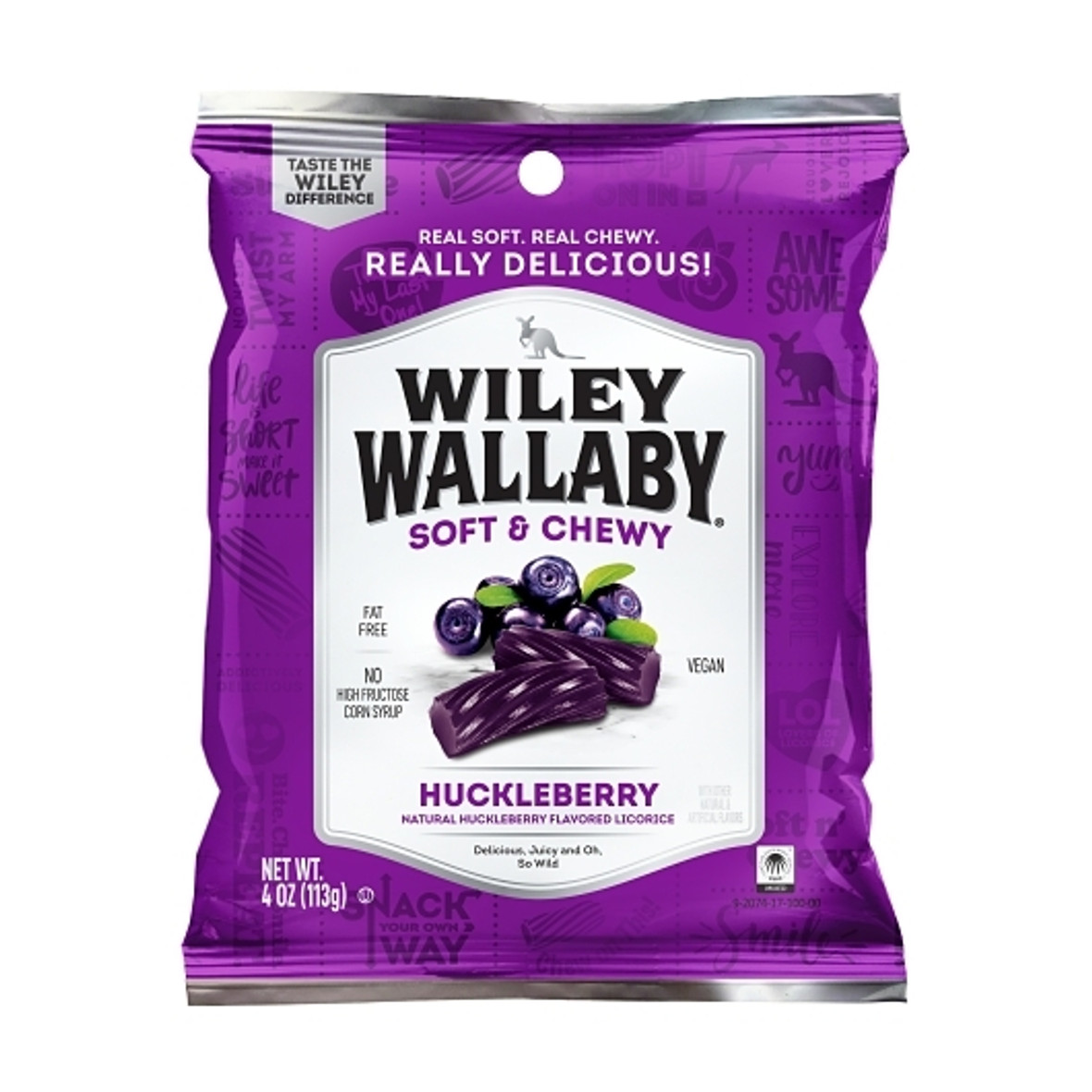 Wiley Wallaby Huckleberry Licorice, 4 Ounce, 12 Per Case