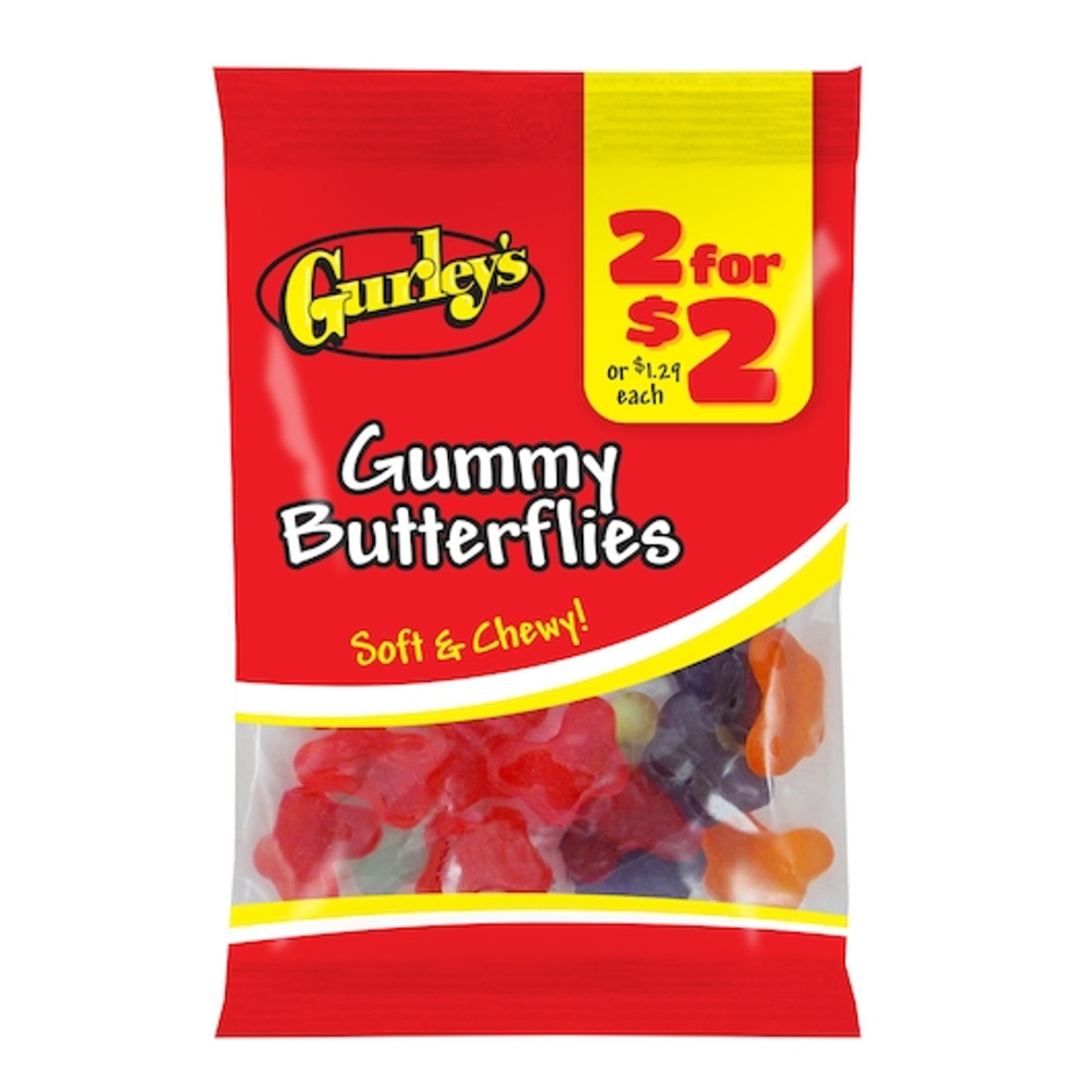 2 For $2 Butterflies Gummy Candy, 3 Ounce, 12 Per Case