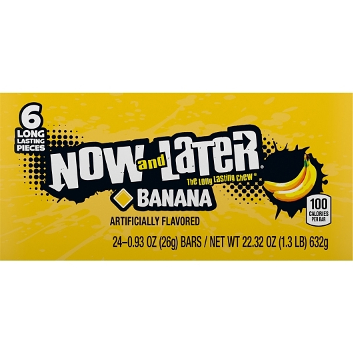 Now and Later Banana Long Lasting Chew Candy, 0.93 Ounce, 12 Per Case