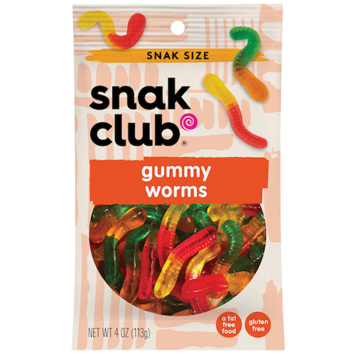 Century Snacks Snak Club Gummy Worms, 4 Ounces, 12 Per Case