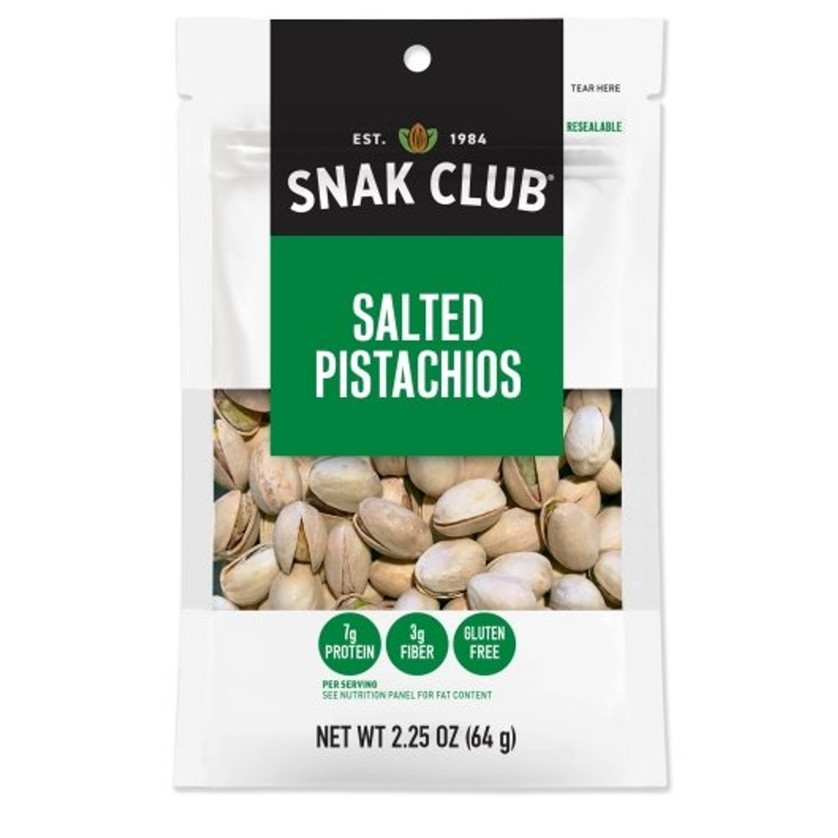 Snak Club Salted Pistachios, 2.25 Ounce, 6 per case