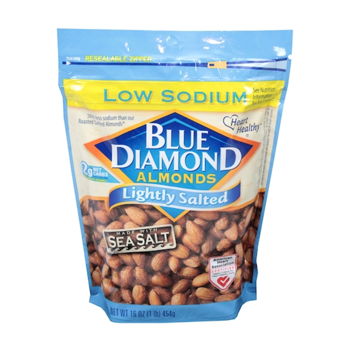 Blue Diamond Almonds Lightly Salted Low Sodium, 16 Ounces, 6 per case