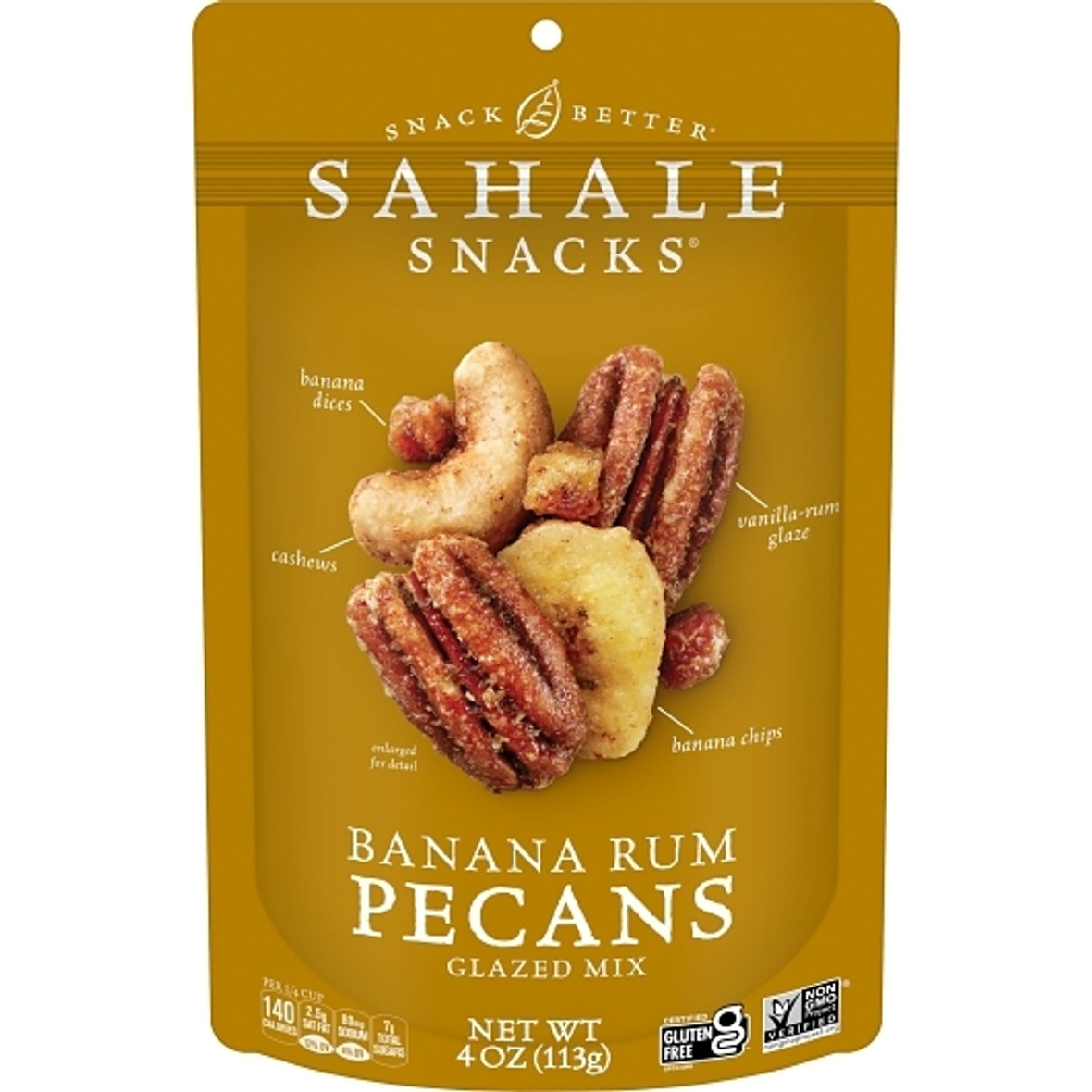 Sahale Pecans Banana Rumami Glazed Mix, 4 Ounce, 6 Per Case