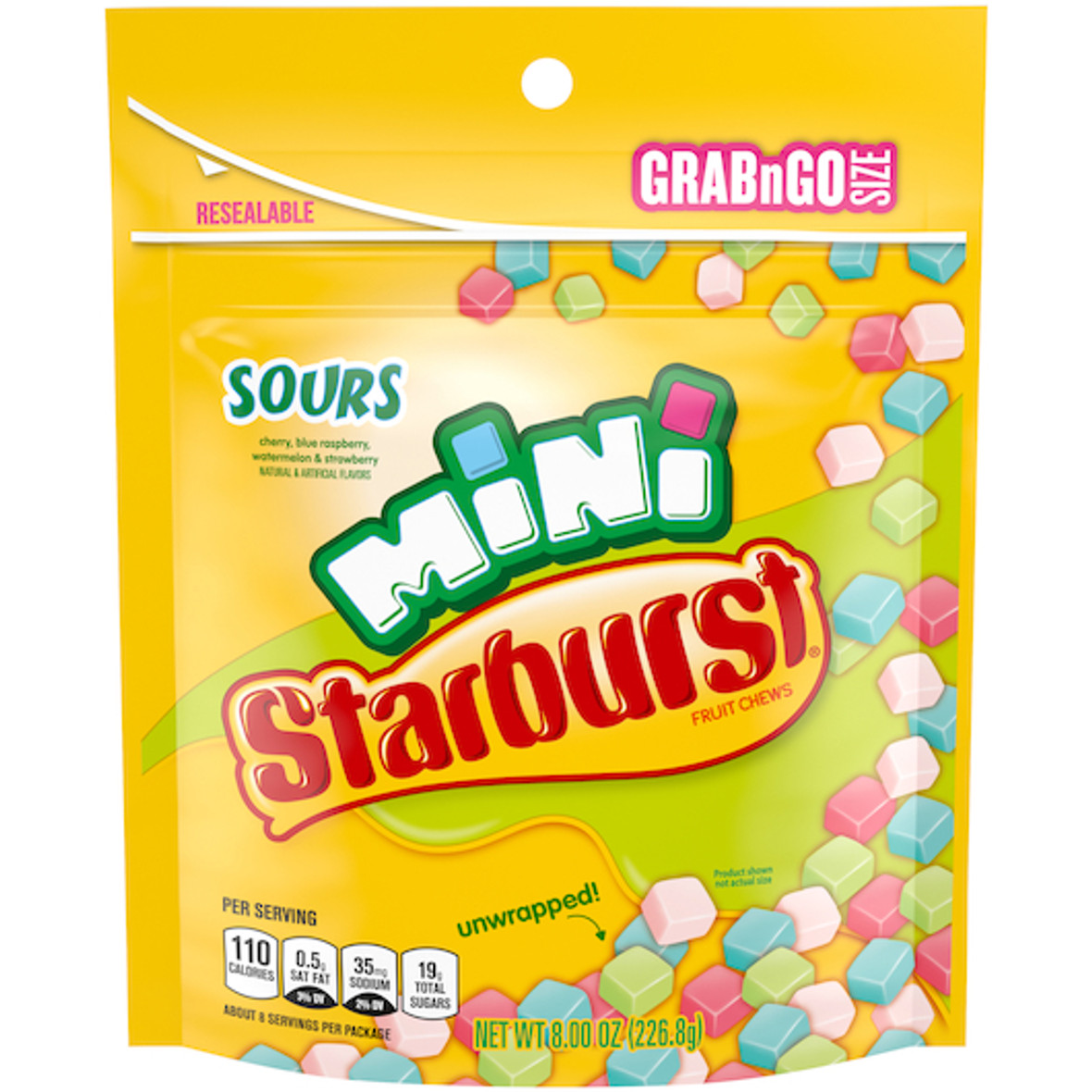 Starburst Mini Sours Stand Up Pouch, 8 Ounces, 8 Per Case