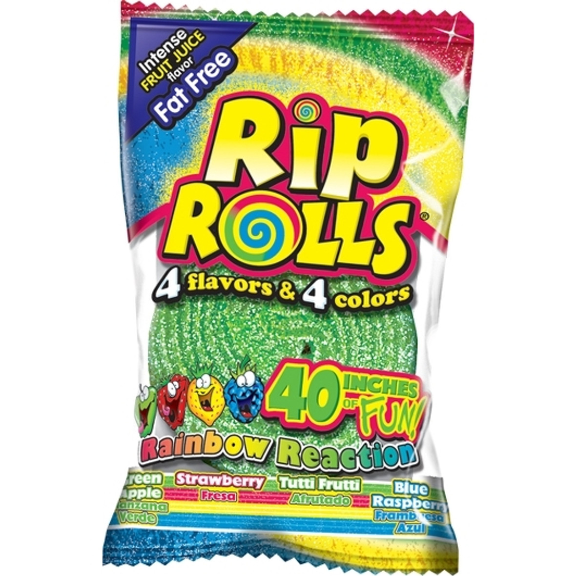 Rip Rolls Rainbow Reaction Display Carton, 1.4 Ounces, 24 Per Box, 12 Per Case