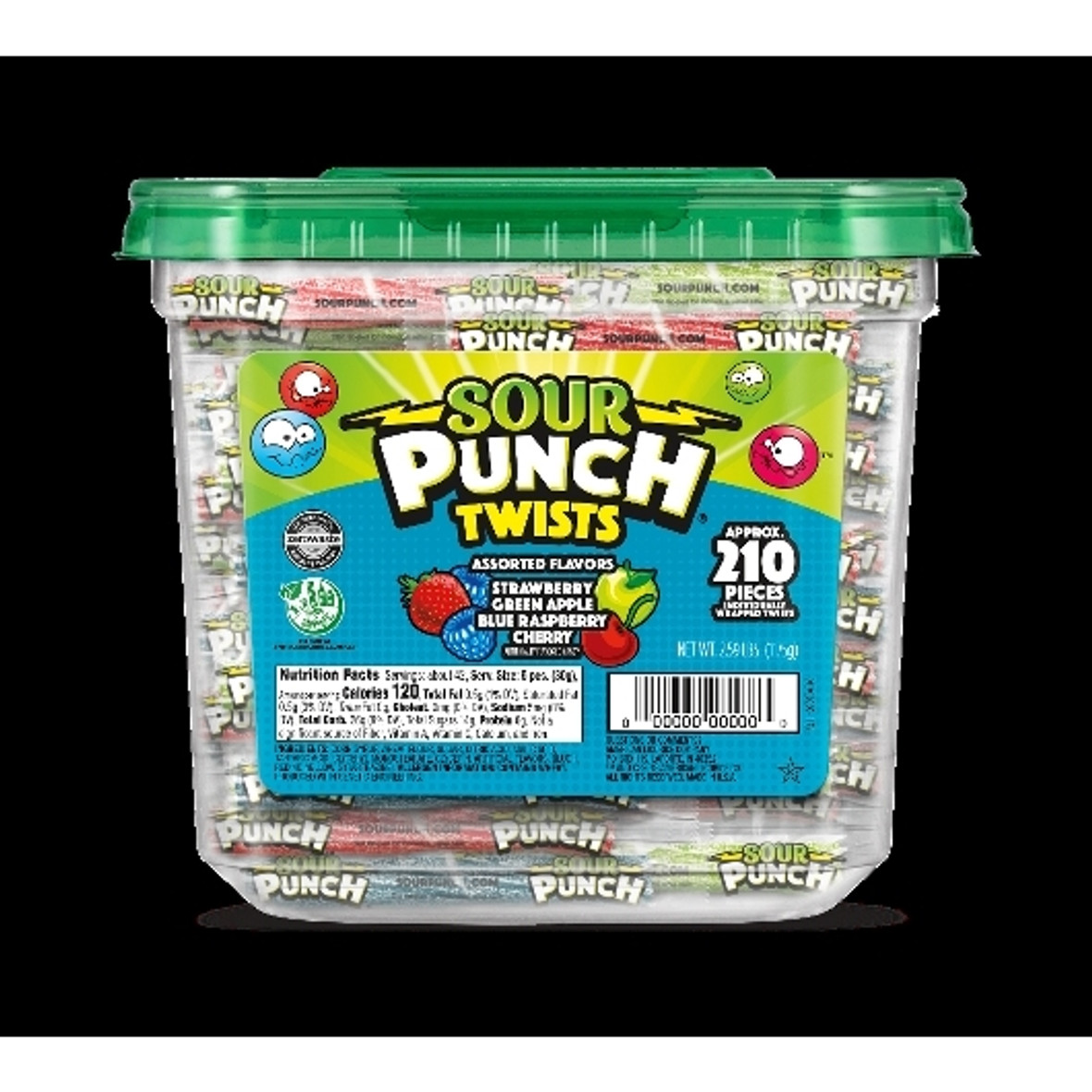 Sour Punch 4 Flavors Twists Individually Wrapped, 2.59 Pound, 6 Per Case