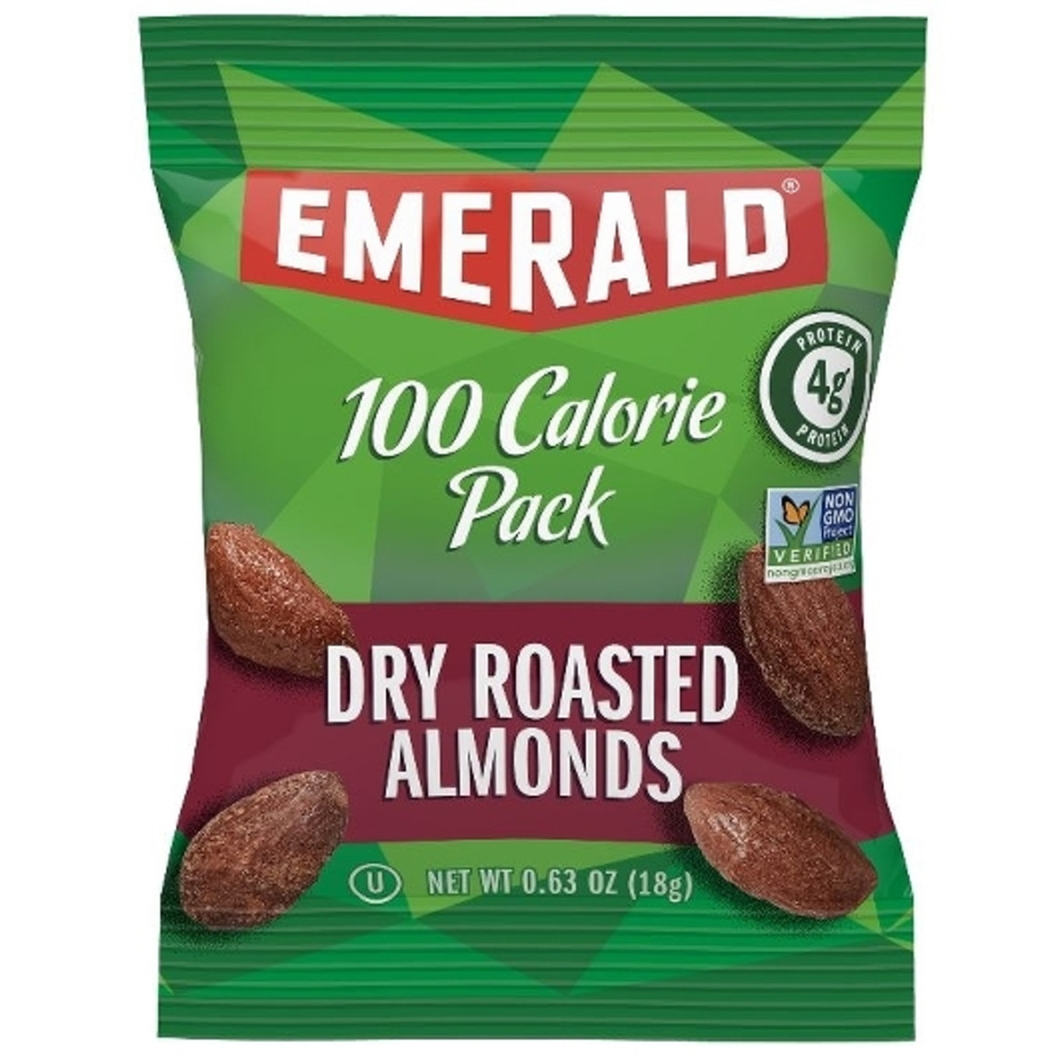Emerald Dry Roasted Almonds - 100 Calorie Pack, 4.41 Ounce, 12 Per Case
