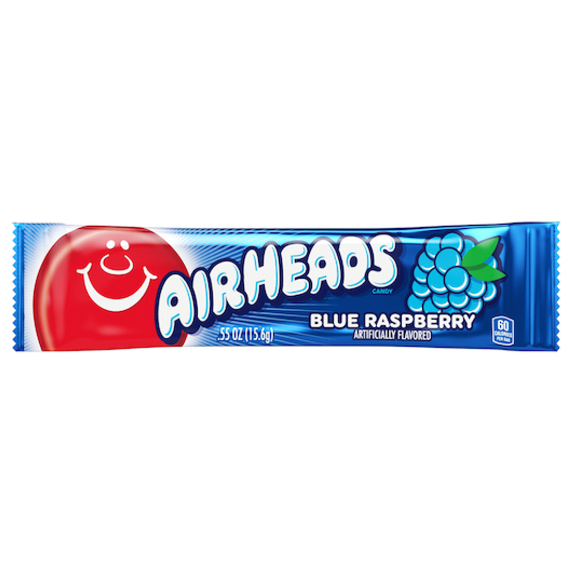 Airheads Blue Raspberry Candy, 0.55 Ounces, 36 Per Box, 12 Per Case