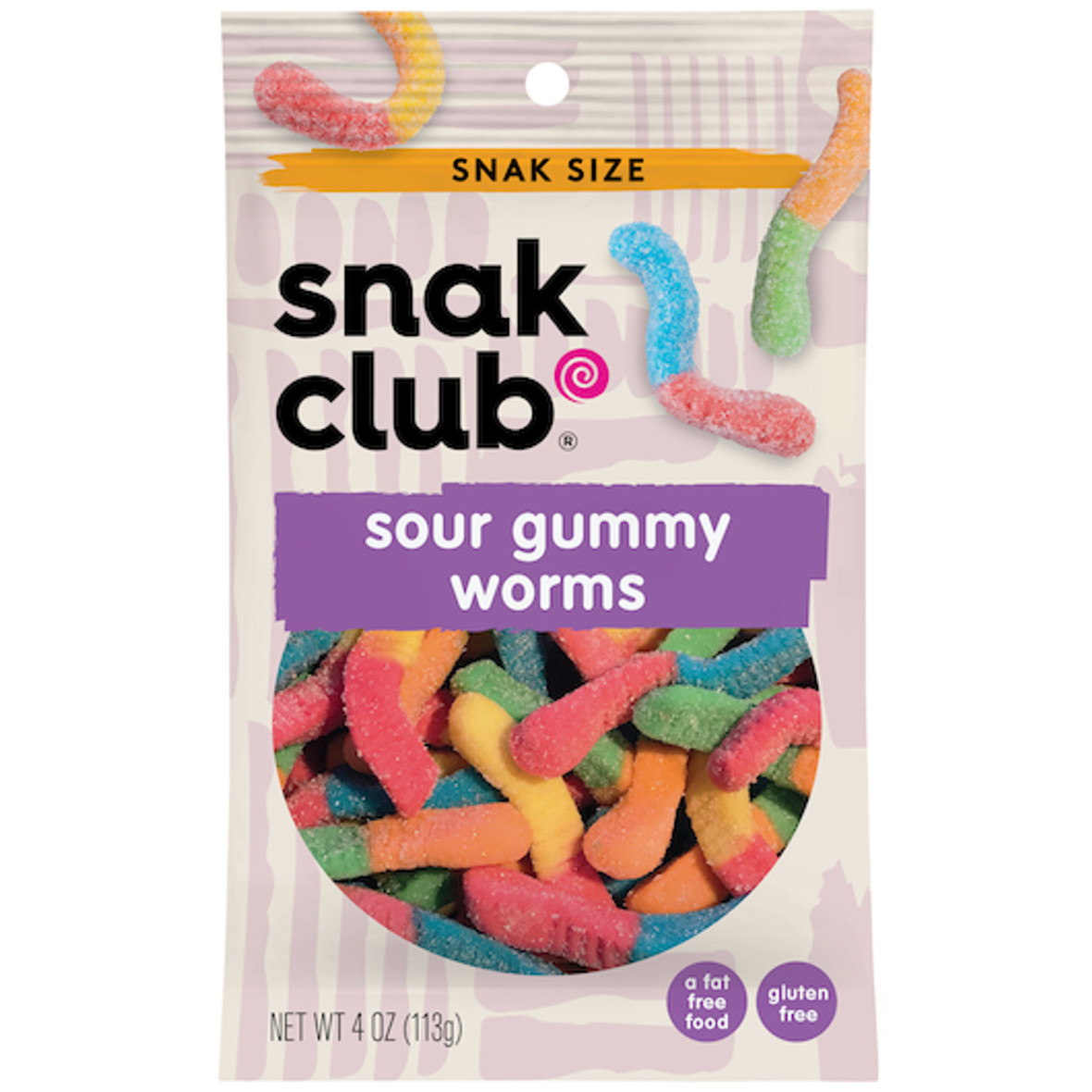 Snak Club Sour Worms, 4 Ounces, 12 Per Case