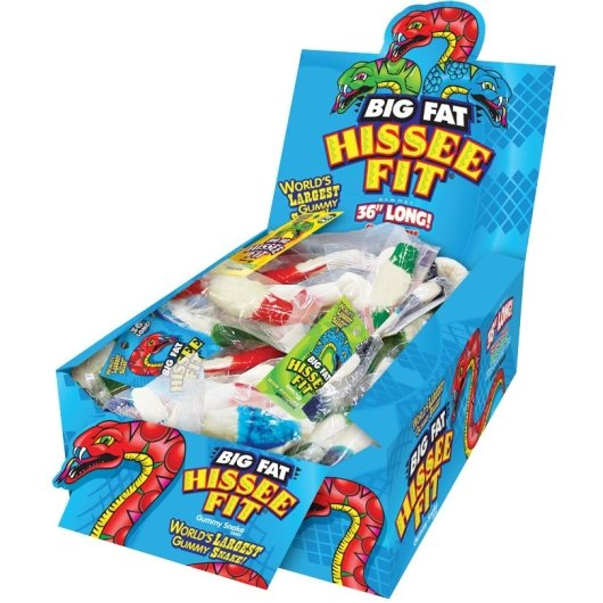 Big Fat Hisse Fit Snake Gummy Candy Display Carton, 7 Ounce, 12 Per Box, 6 Per Case