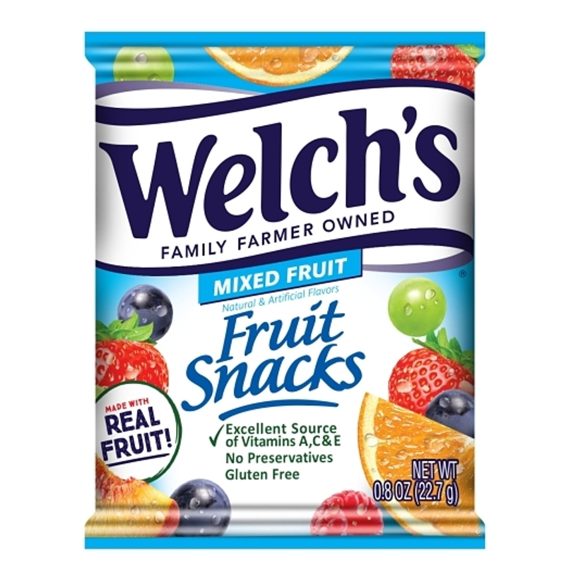 Welch s Mixed Fruit Fruit Snacks, 0.8 Ounce, 10 Per Box, 8 Per Case