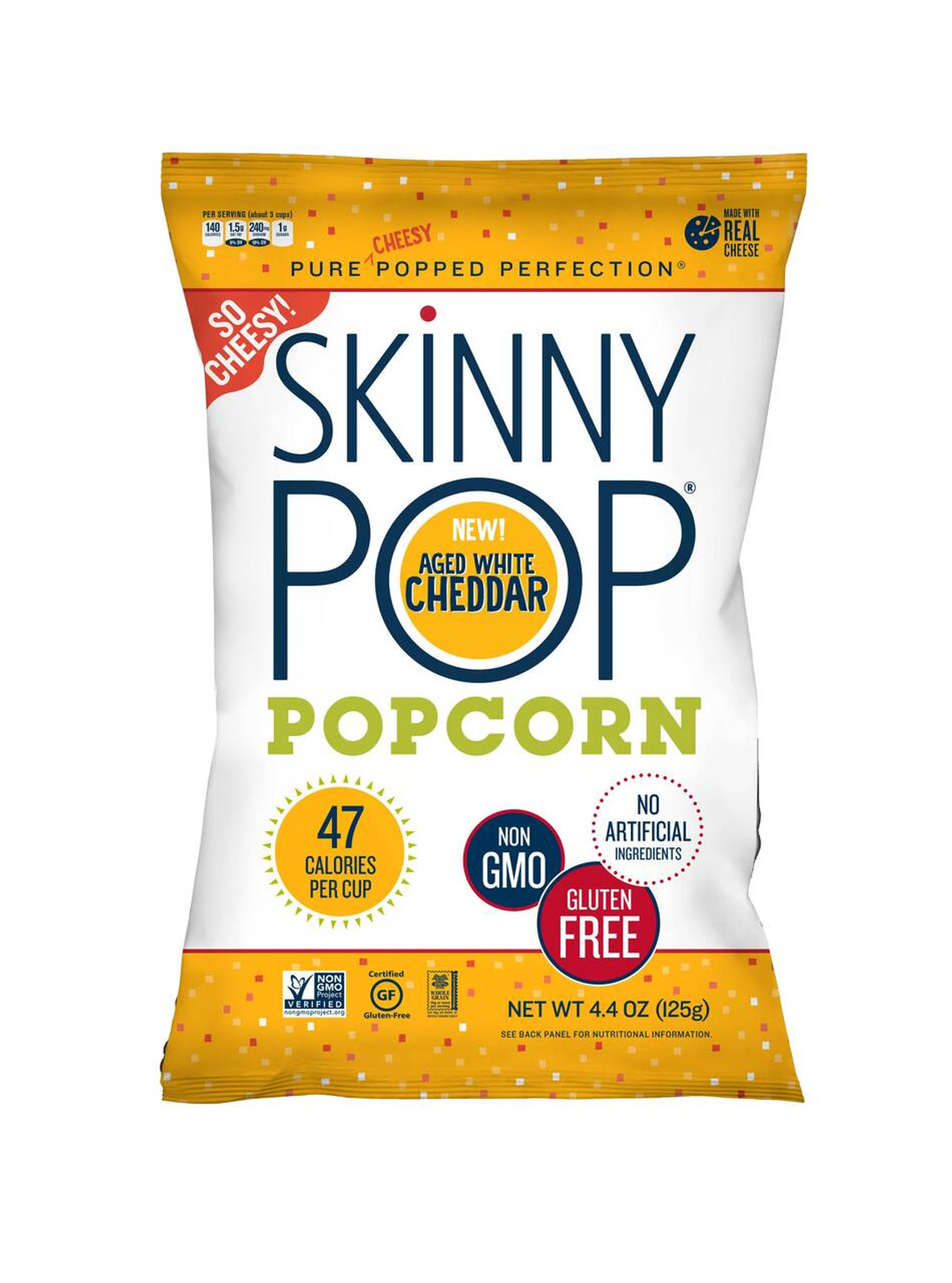 Skinnypop Popcorn Aged White Cheddar, 12 Count, 12 Per Case