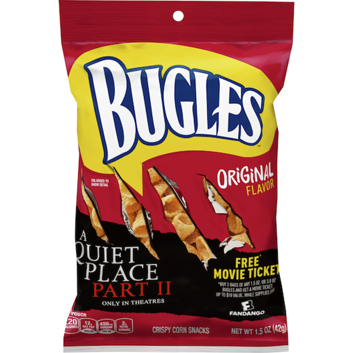 Bugles Big Bag Original Flavor, 1.5 Ounces, 36 Per Case