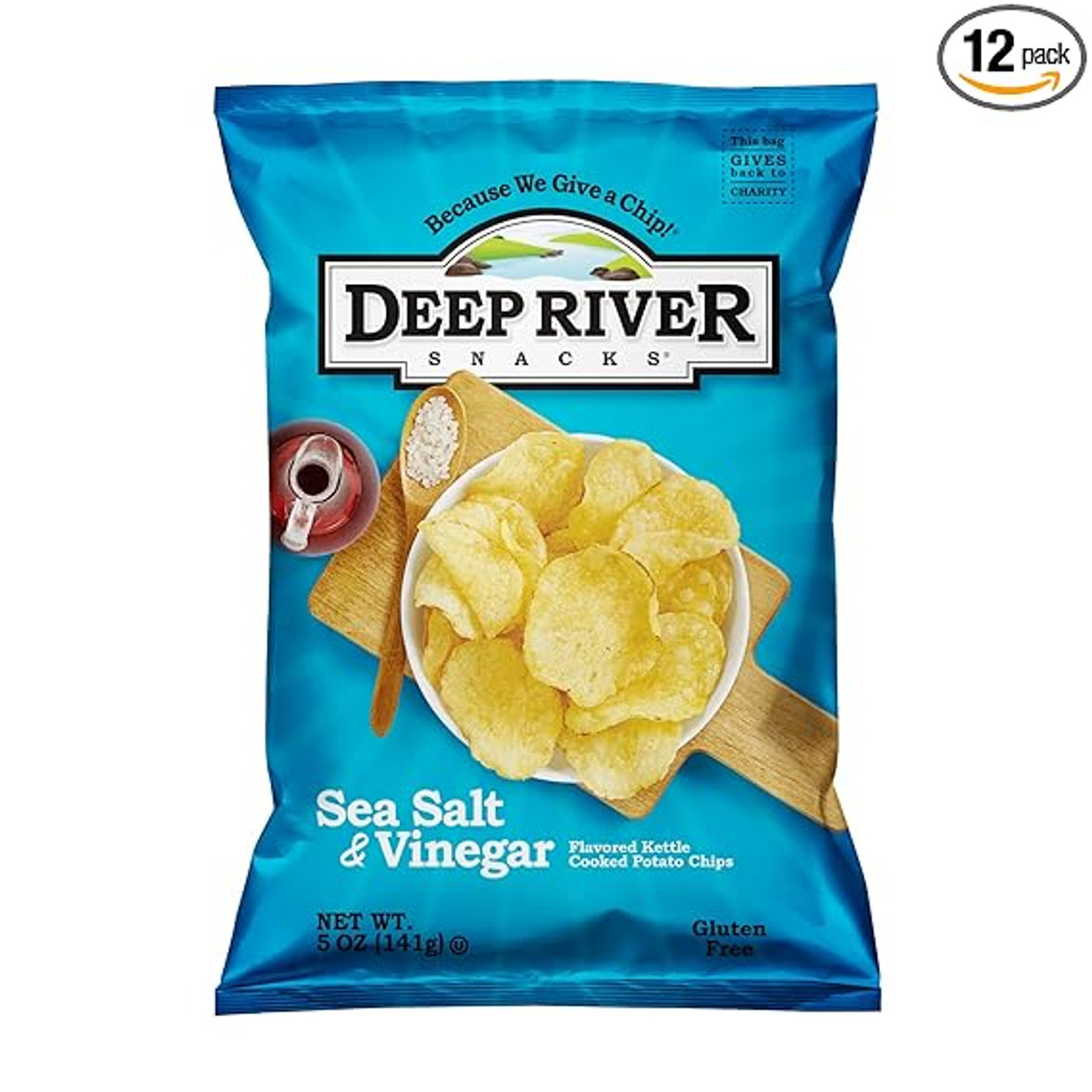 Deep River Snacks Salt & Vinegar Kettle Potato Chips, 5 Ounce, 12 Per Case