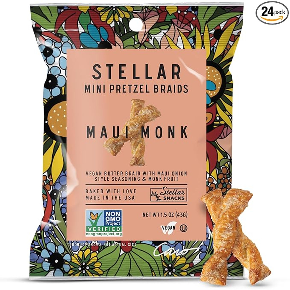 Stellar Snacks Maui Monk Pretzel Braids, 1.5 Ounce, 24 Per Case