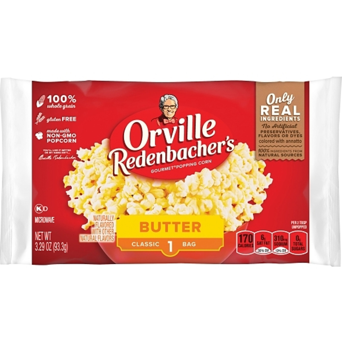 Orville Redenbachers Snack Size Butter Flavored Popcorn, 3.3 Ounce, 36 Per Case