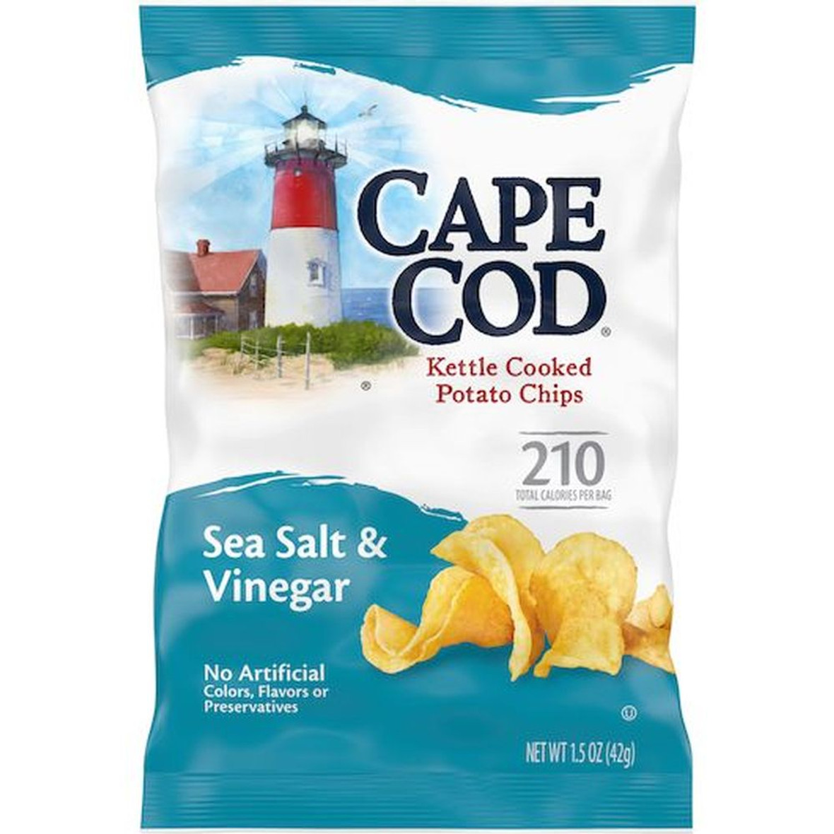 Cape Cod Sea Salt & Vinegar Kettle Chips, 1.5 Ounces, 56 Per Case Cape Cod Sea Salt & Vinegar Kettle Chips, 1.5 Ounces, 56 Per Case