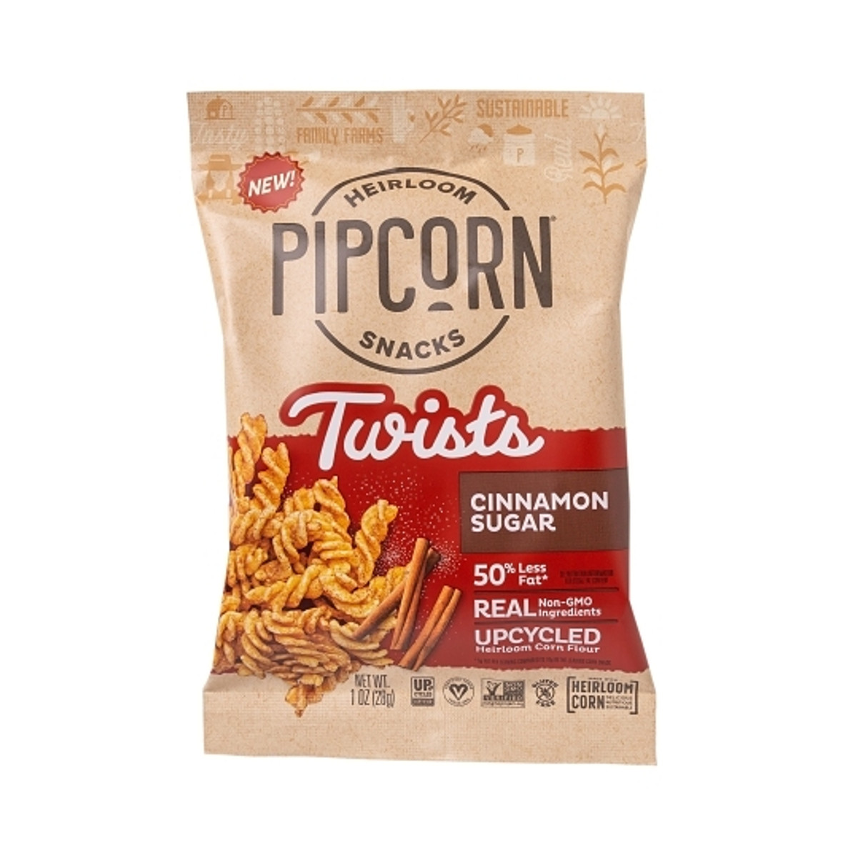 Pipsnacks Llc Pipcorn Heirloom Cinnamon Sugar Twists, 1 Ounce, 24 Per Case