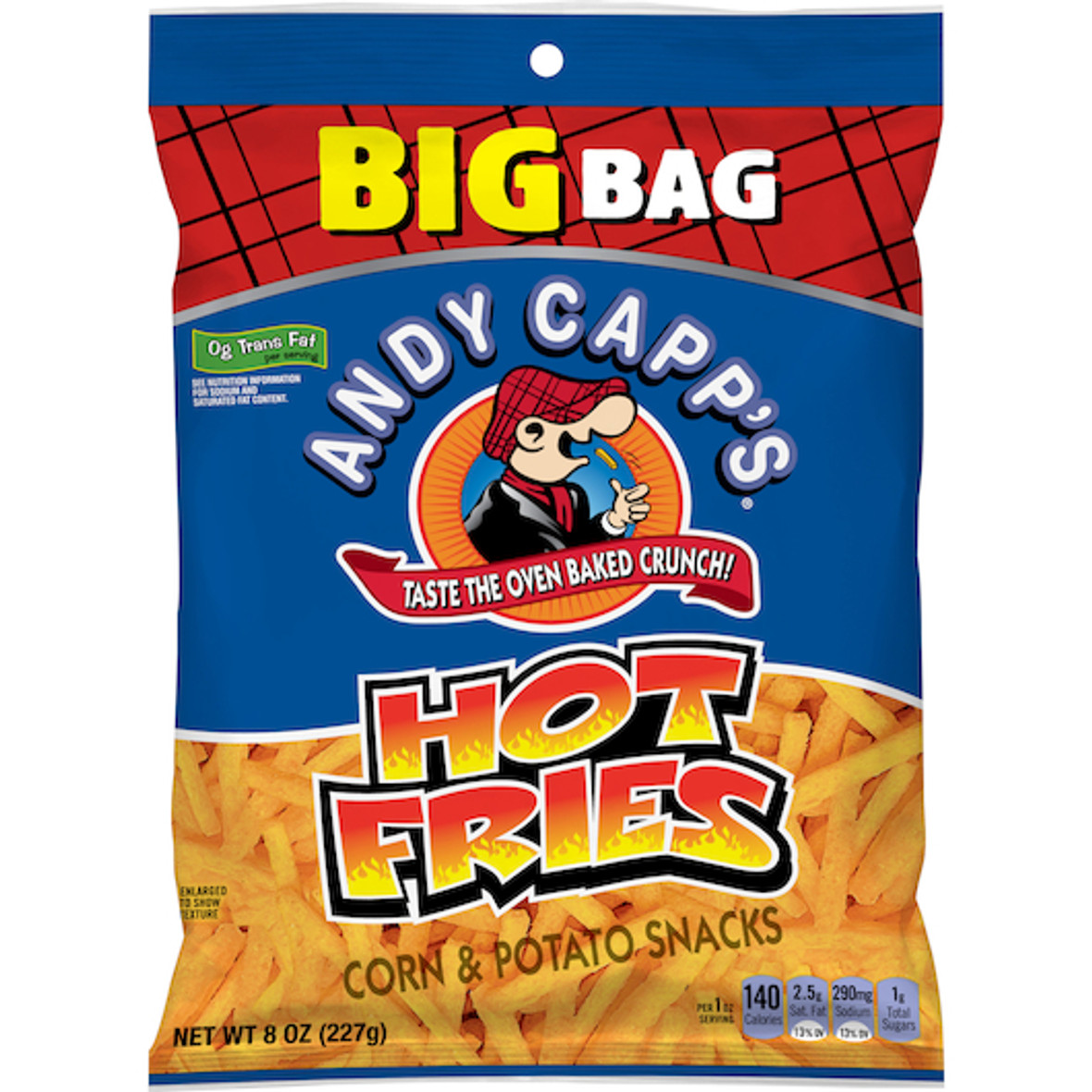 Andy Capp Hot Fries Unpriced Display Ready, 8 Ounces, 8 Per Case