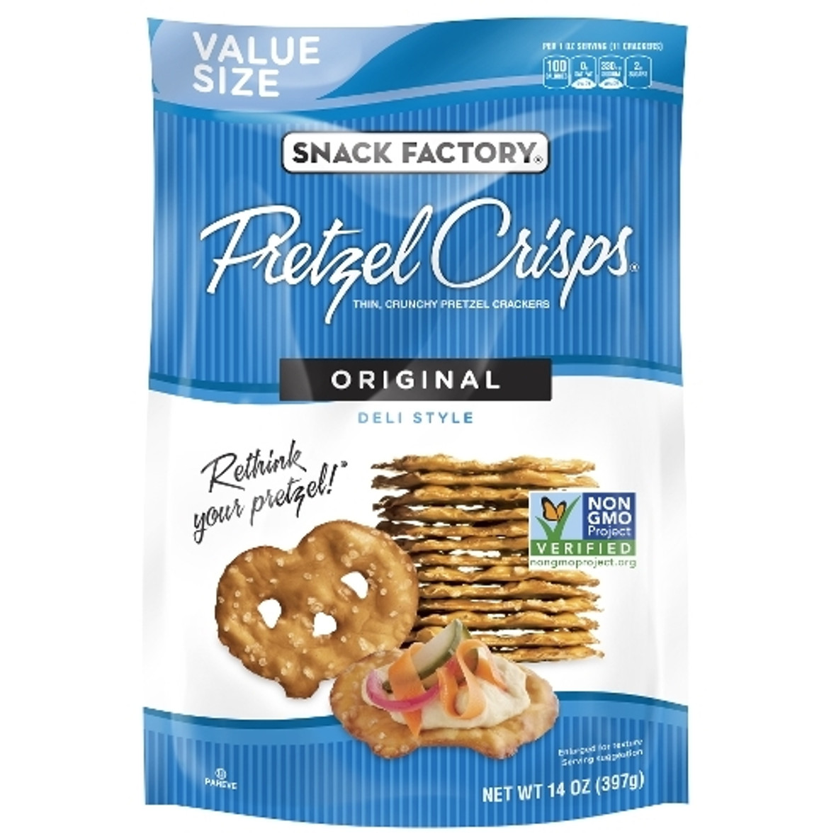 Snack Factory Pretzel Crisps Original, 14 Ounce, 12 Per Case