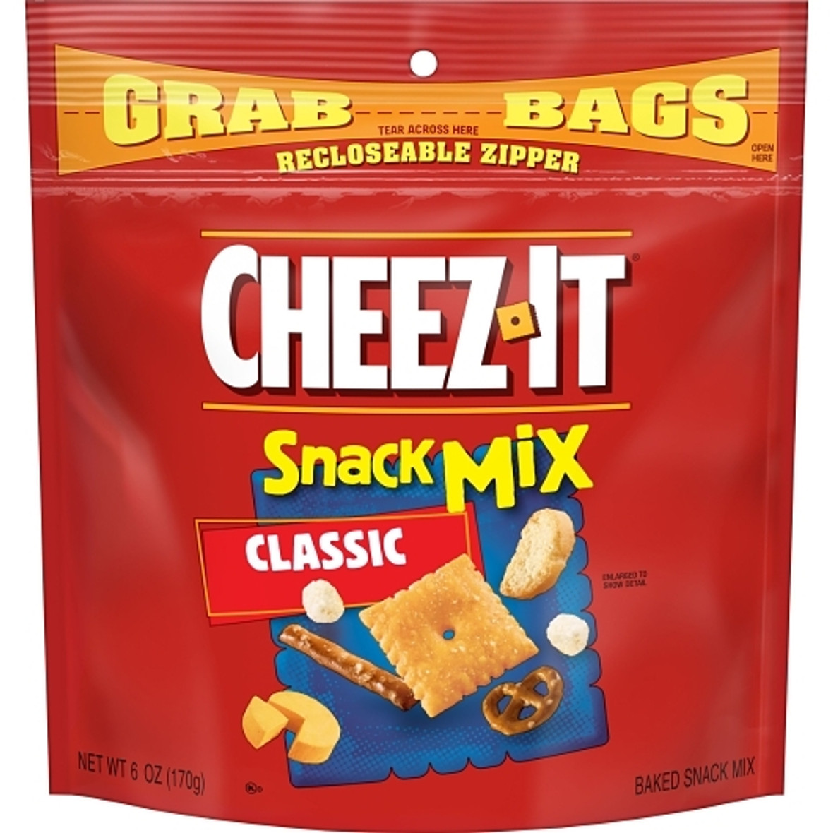 Cheez-It Grab Bag Reclosable Classic Snack Mix, 6 Ounces, 8 Per Case