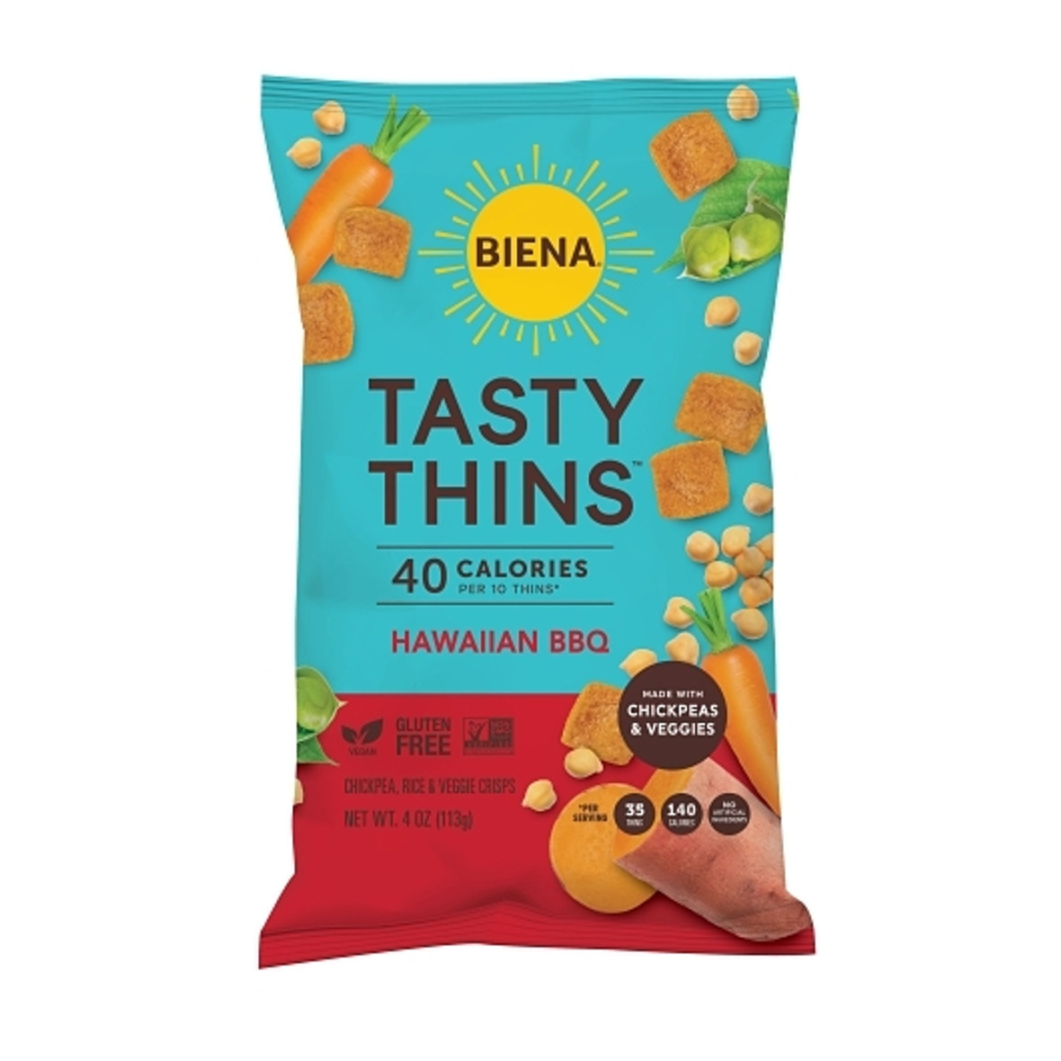 Biena Snacks Hawaiian Bbq Tasty Thins, 4 Ounce, 12 Per Case