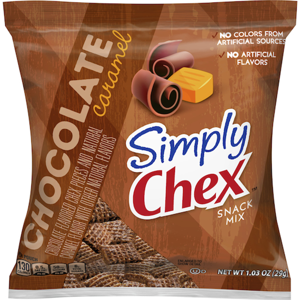 Chex Mix Simply Chex Snack Mix Chocolate Caramel, 1.03 Ounces, 60 Per Case