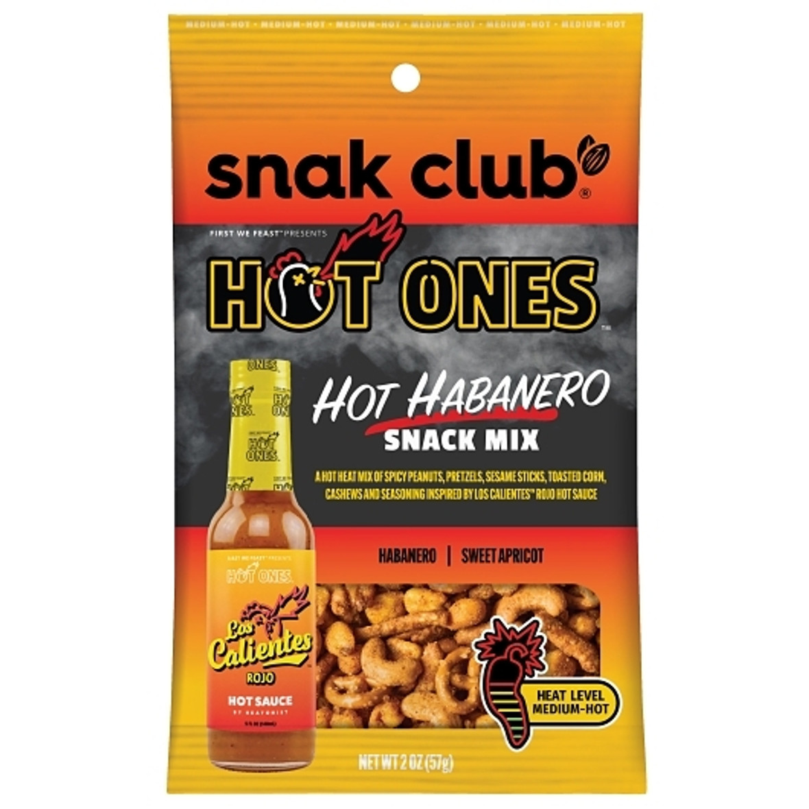 Snak Club Hot Ones Hot Habanero Snack Mix, 2 Ounce, 12 Per Case