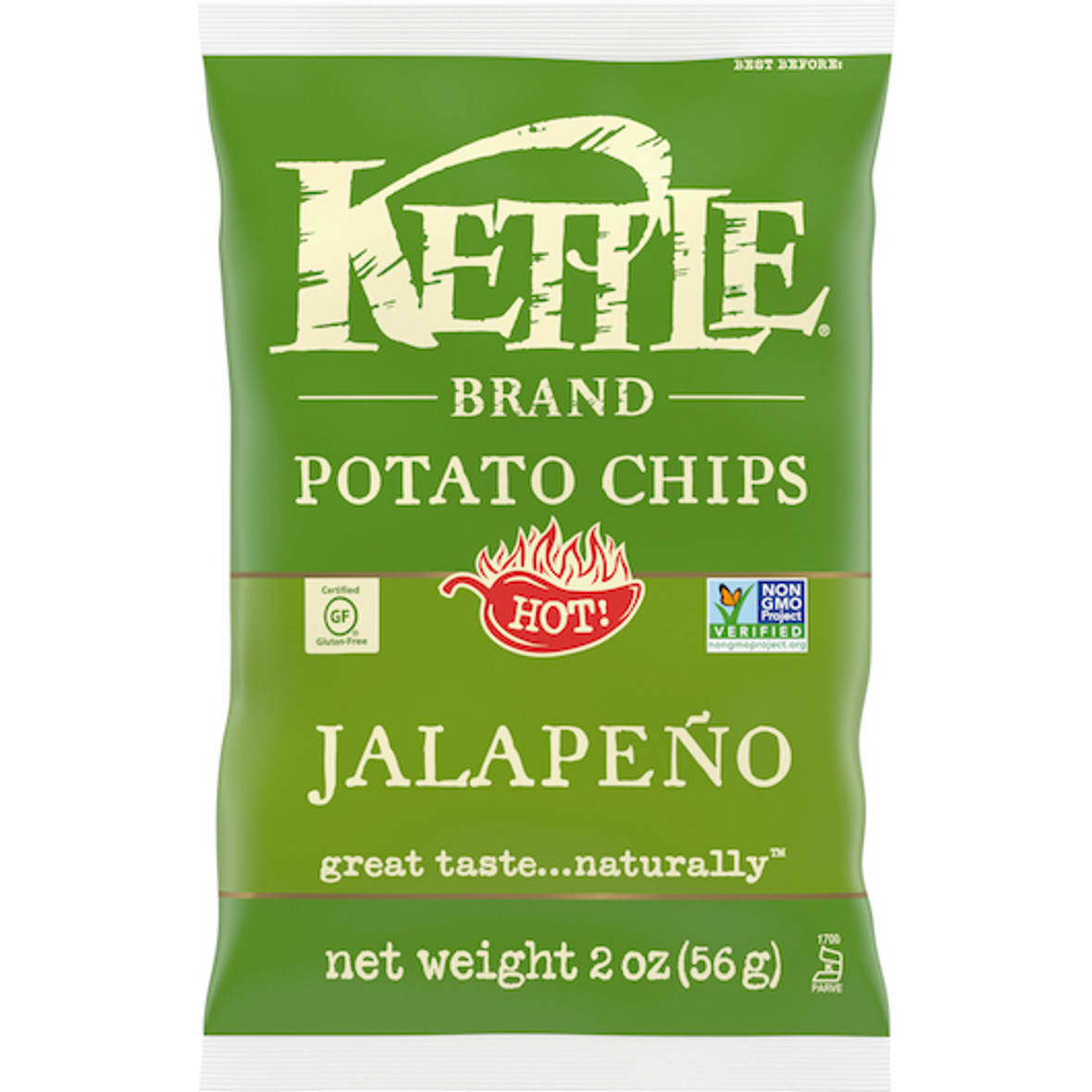 Kettle Foods Jalapeno Potato Chips, 2 Ounces, 6 Per Case
