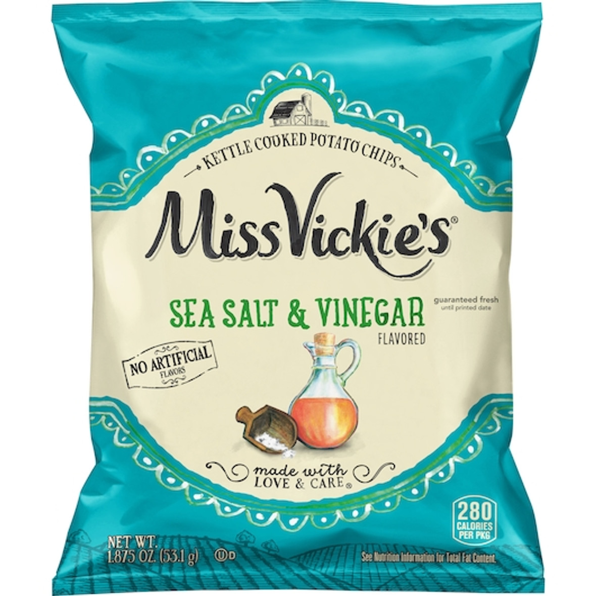 Miss Vickie s Sea Salt & Vinegar Kettle Cooked Potato Chips, 1.875 Ounce, 24 Per Case