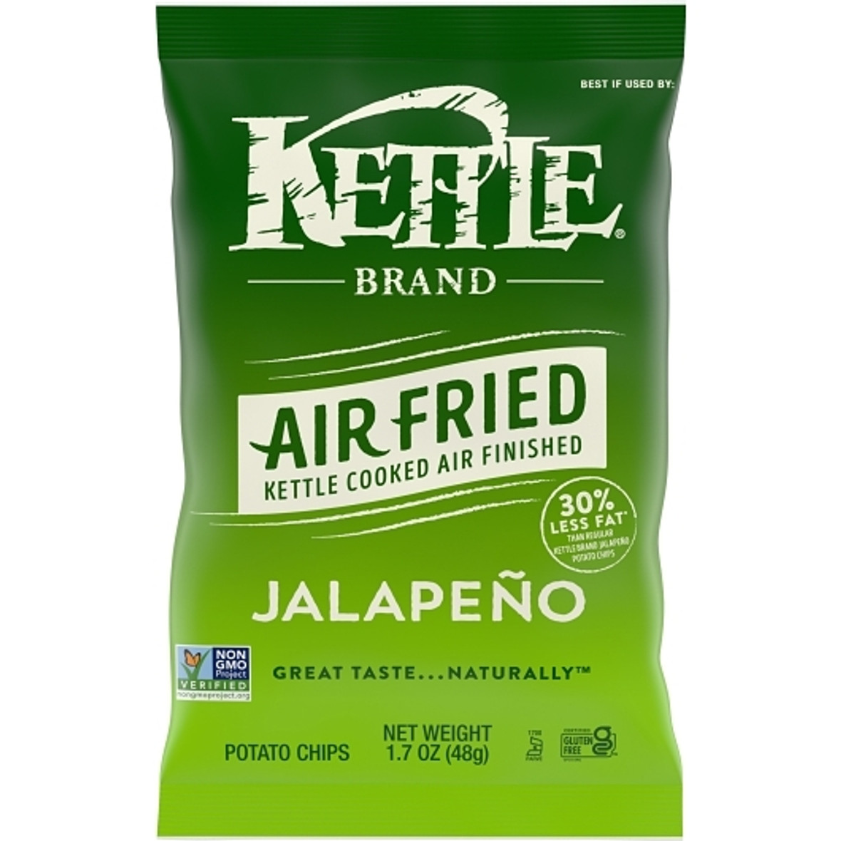 Kettle Foods Air Fried Jalapeno Potato Chips Snack Bag, 1.7 Ounce, 6 Per Case
