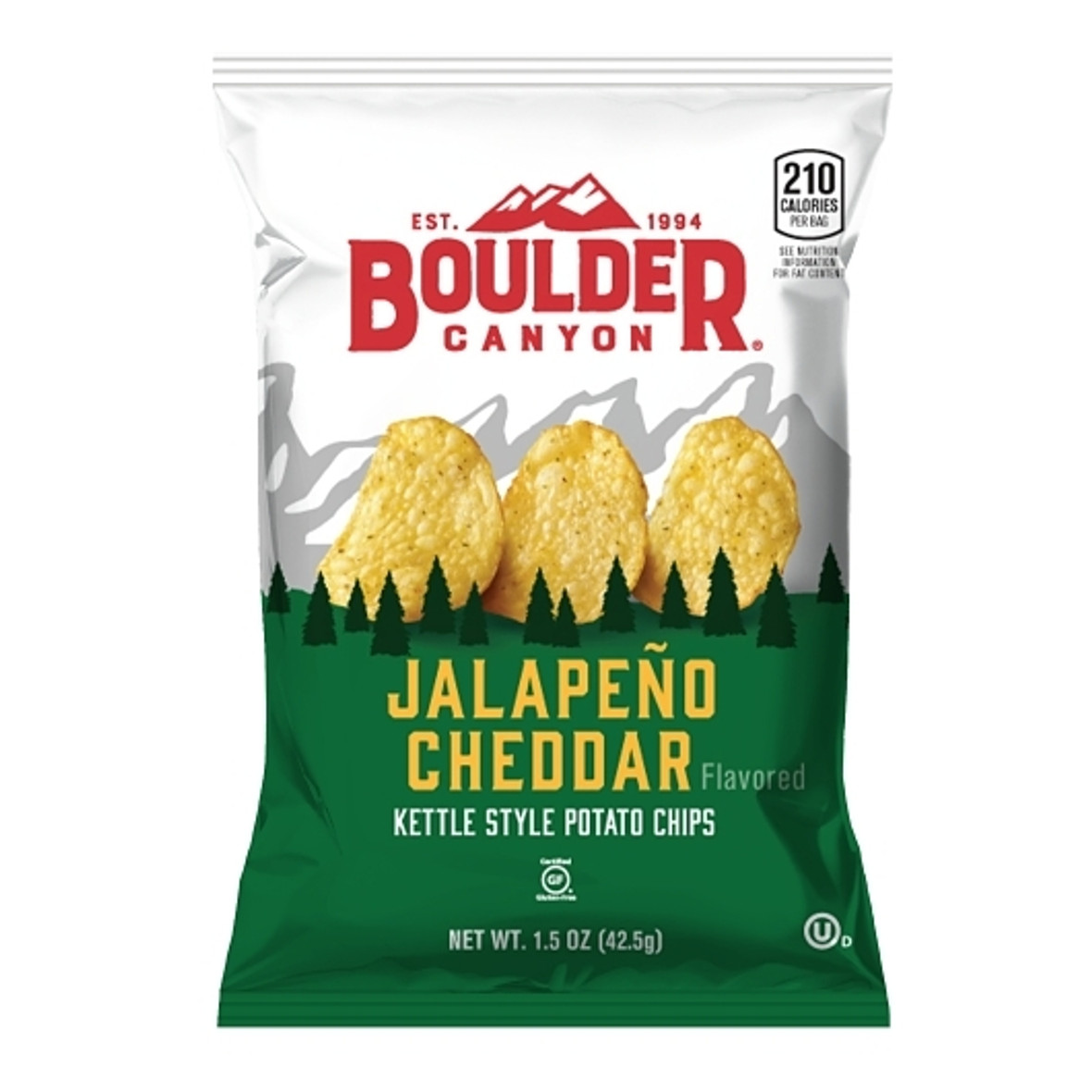 Boulder Canyon Jalapeno Cheddar Kettle Cooked Potato Chips, 1.5 Ounces, 55 Per Case