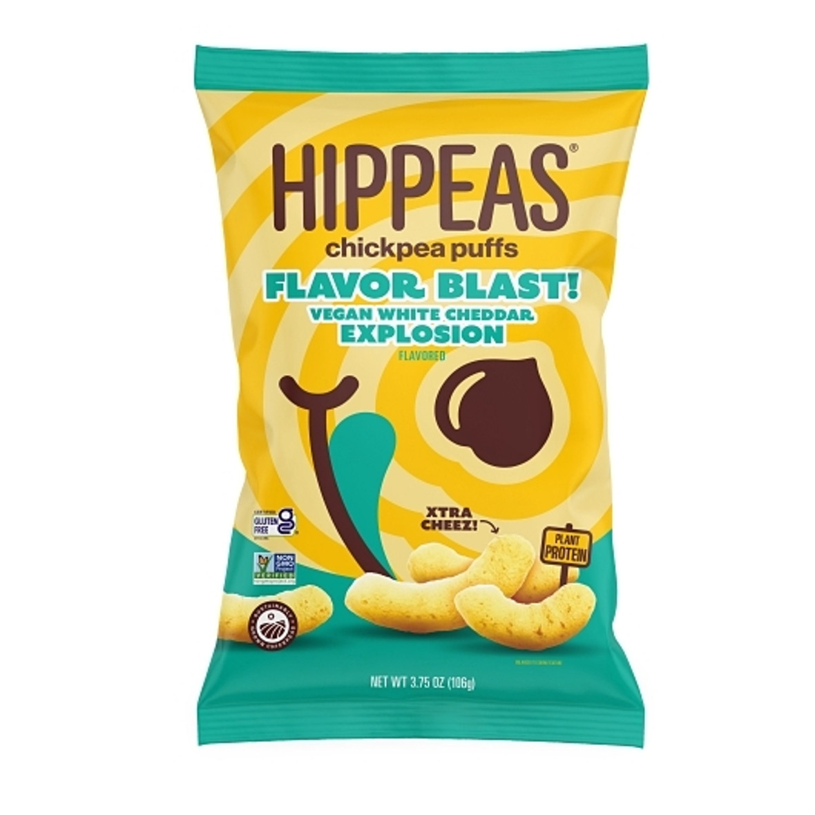 Hippeas Flavor Blast! Vegan White Cheddar Explosion, 3.75 Ounce, 12 Per Case