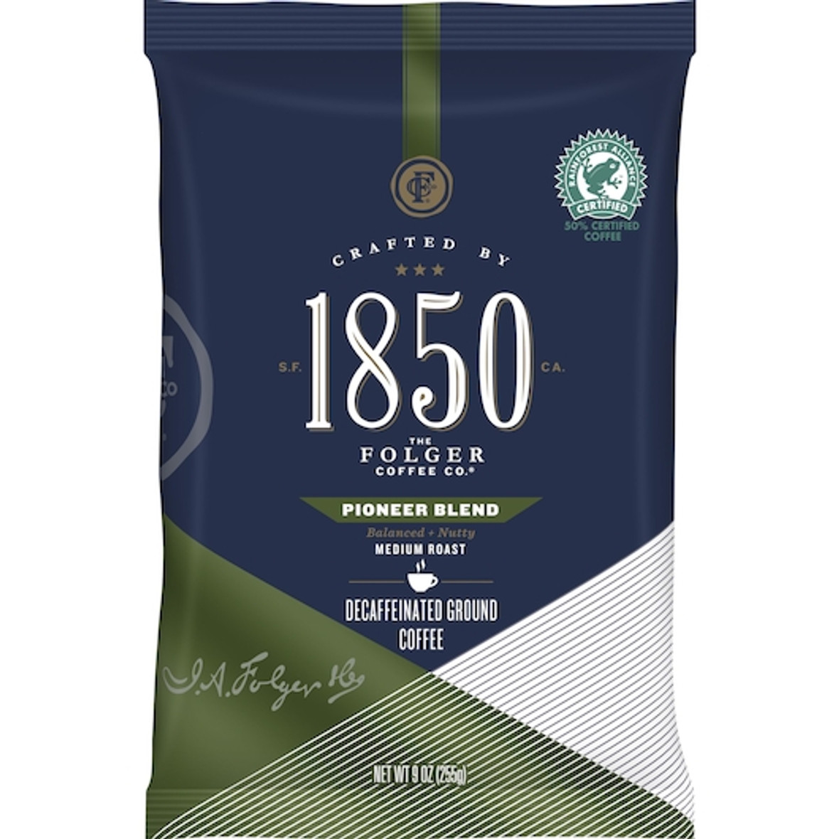Folgers 1850 Pioneer Blend Decaffeinated Ground Coffee, 9 Ounce, 12 Per Case Folgers 1850 Pioneer Blend Decaffeinated Ground Coffee, 9 Ounce, 12 Per Case