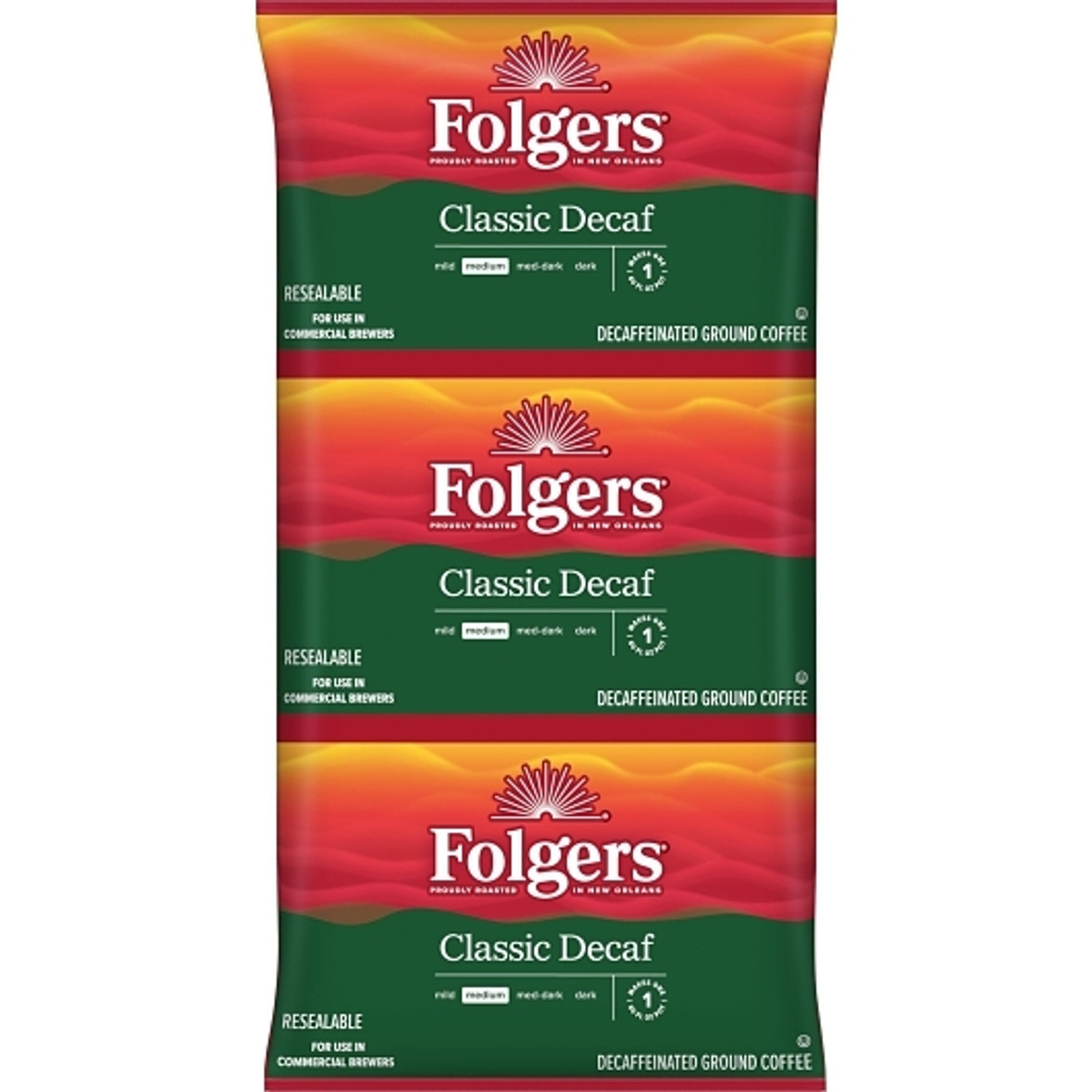 Folgers Decaffeinated Classic Roast Coffee Filter Pack, 1.05 Ounces, 8 Per Case