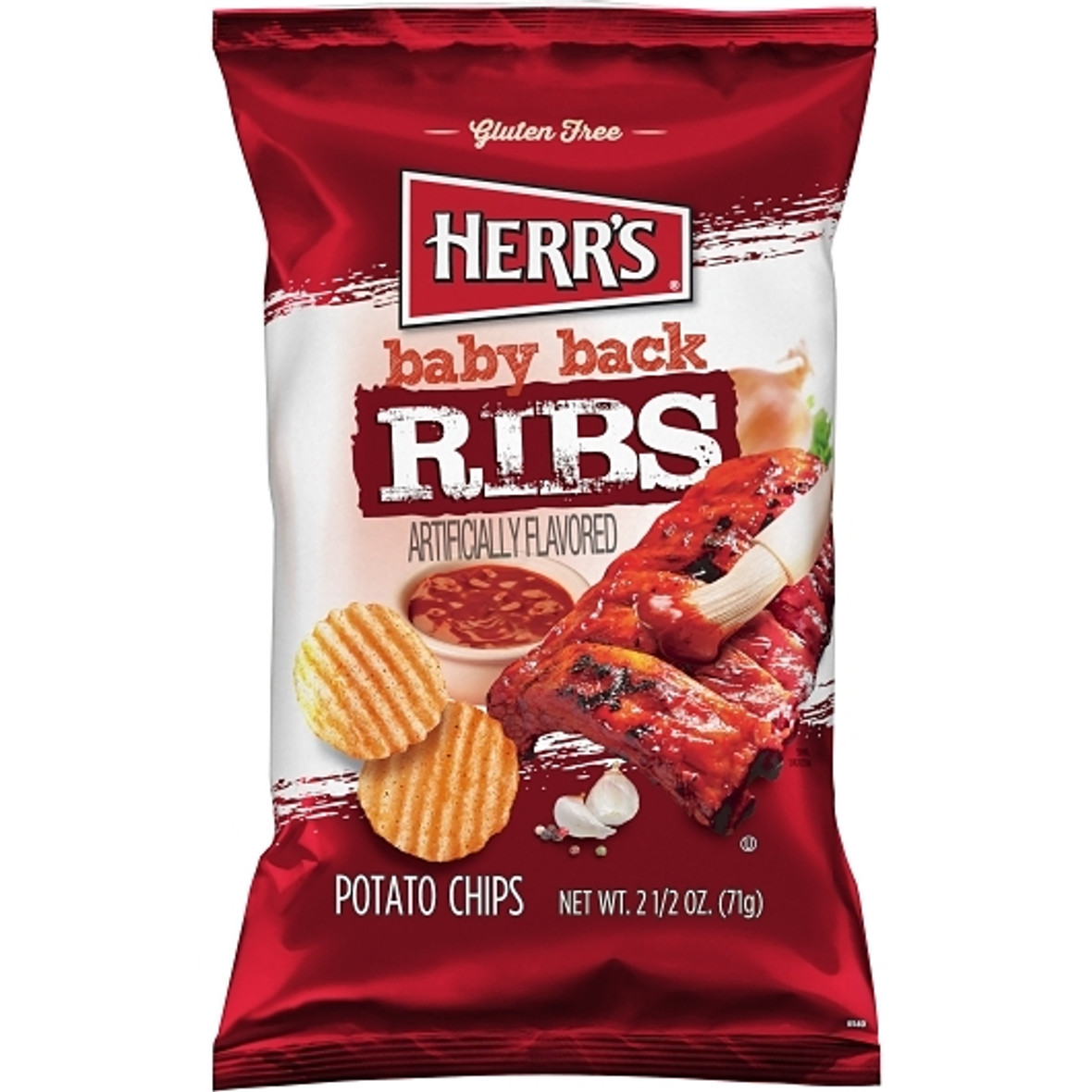 Herr Brands Baby Back Rib Chips, 2.5 Ounces, 12 Per Case