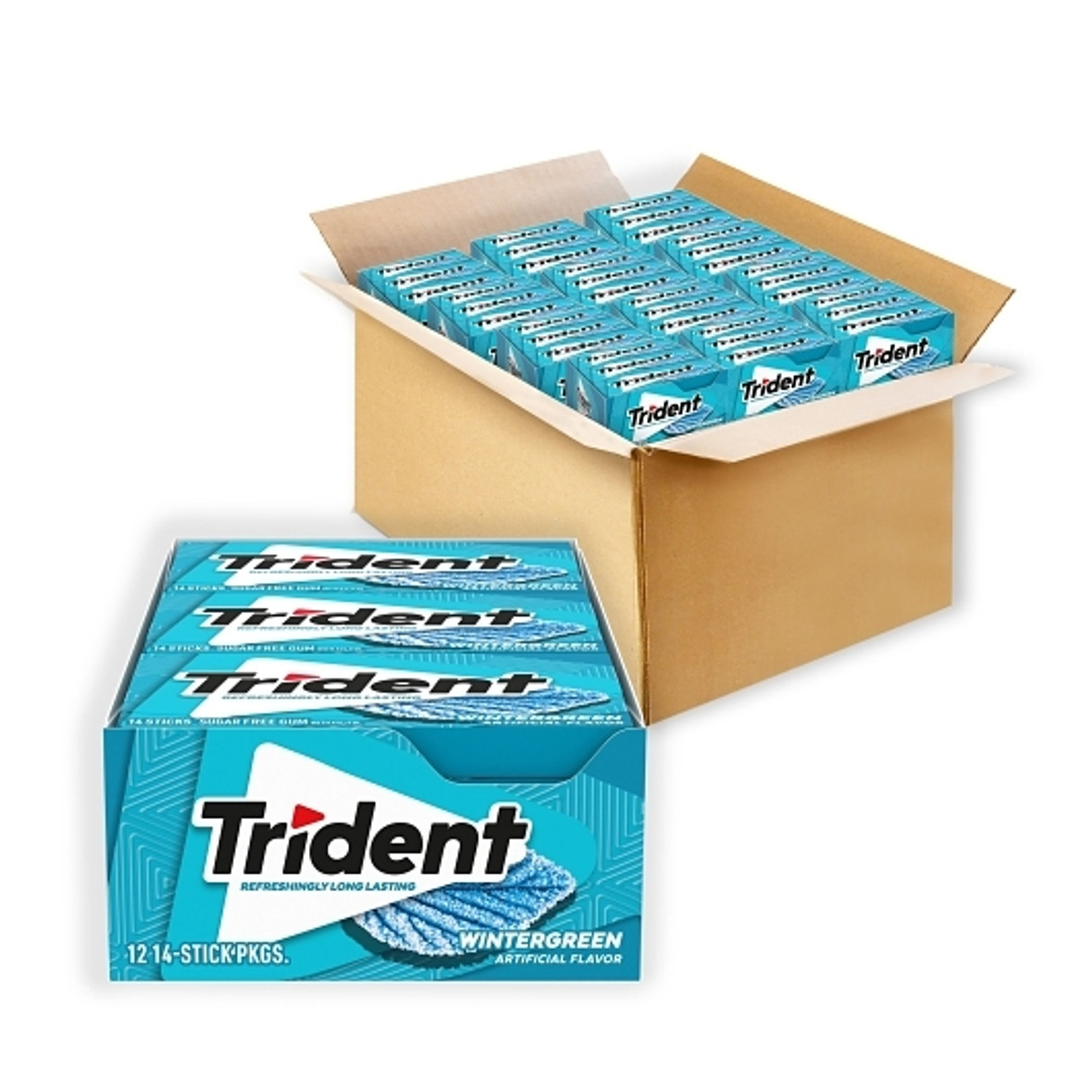 Trident Sugar Free, Wintergreen Gum, 14 Count, 12 Per Box, 12 Per Case