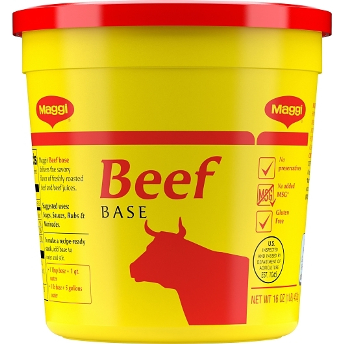 Maggi Beef Base (No Added MSG) Gluten Free, 1 Pound, Pack of 6