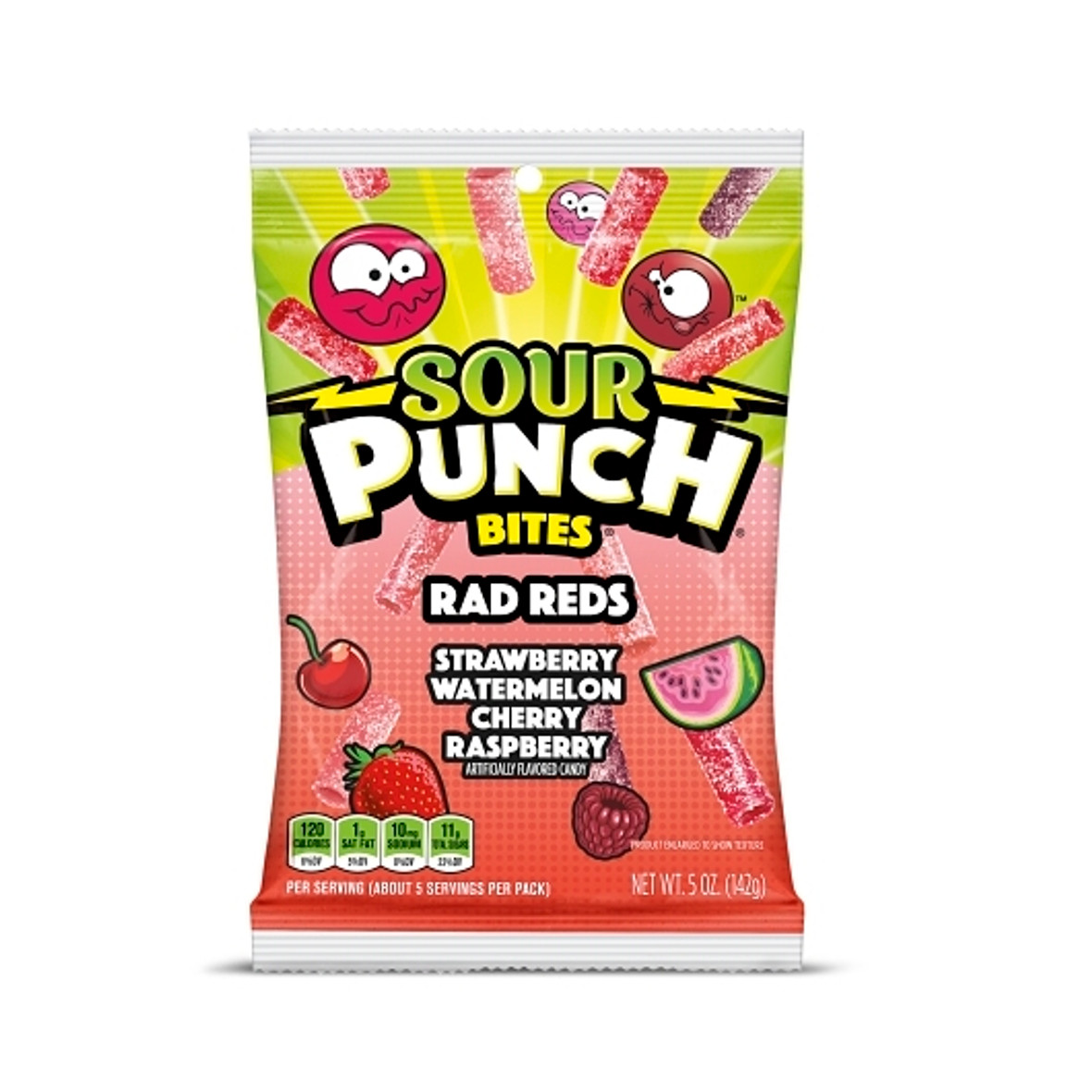 Sour Punch Rad Reds Bites, 5 Ounce, 12 Per Case