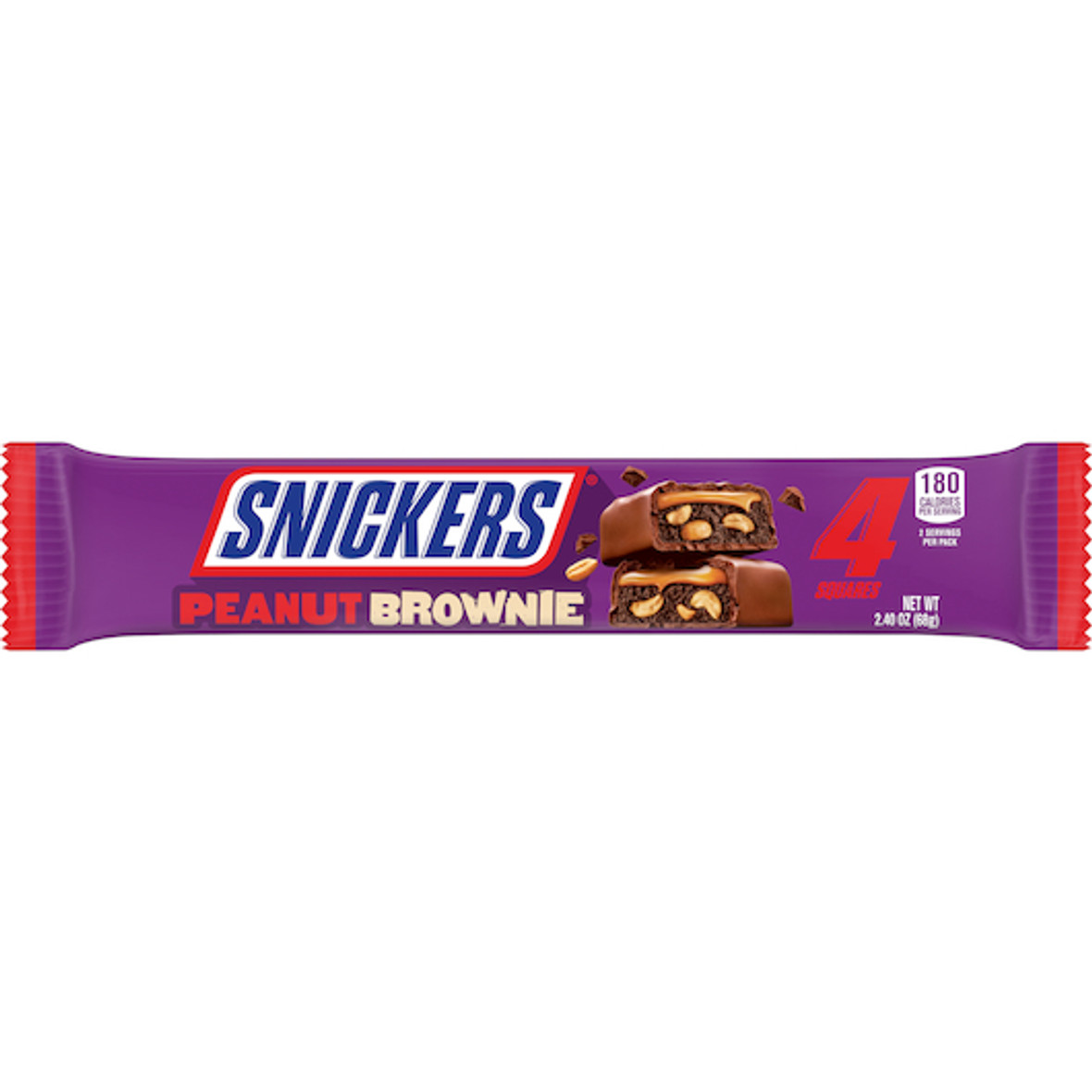 Snickers Peanut Brownie Bar Share Size, 2.4 Ounce, 24 Per Box, 6 Per Case