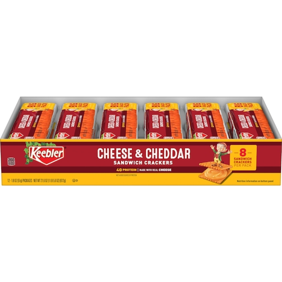 Kellogg s Keebler Cheese & Cheddar Sandwich Cracker, 1.8 Ounces, 12 Per Box, 12 Per Case