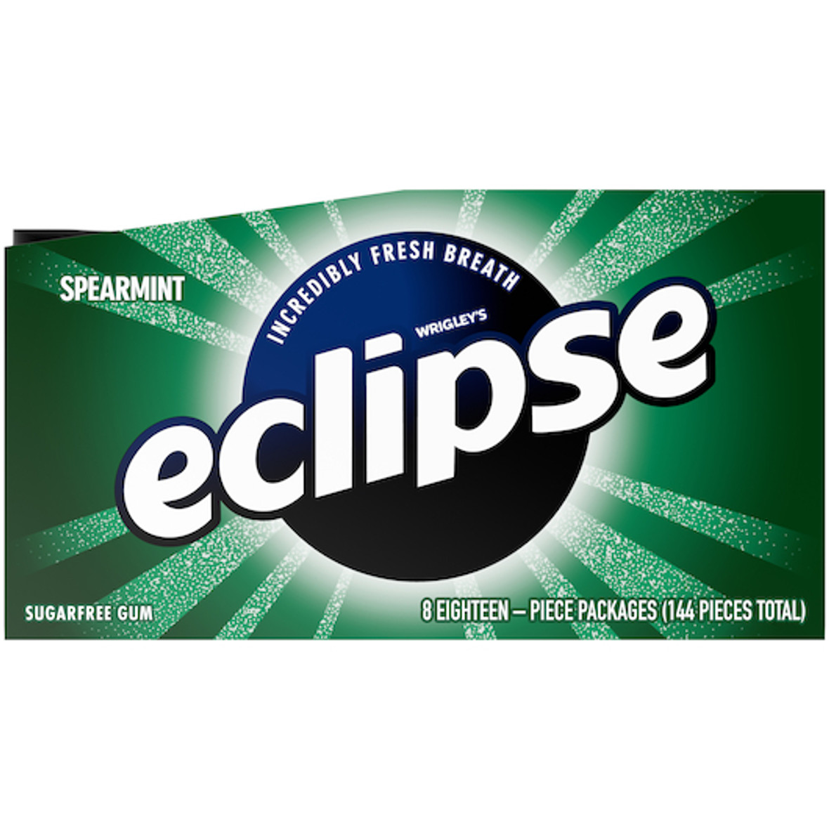 Eclipse Single Serve Spearmint Gum, 18 Piece, 8 Per Box, 18 Per Case