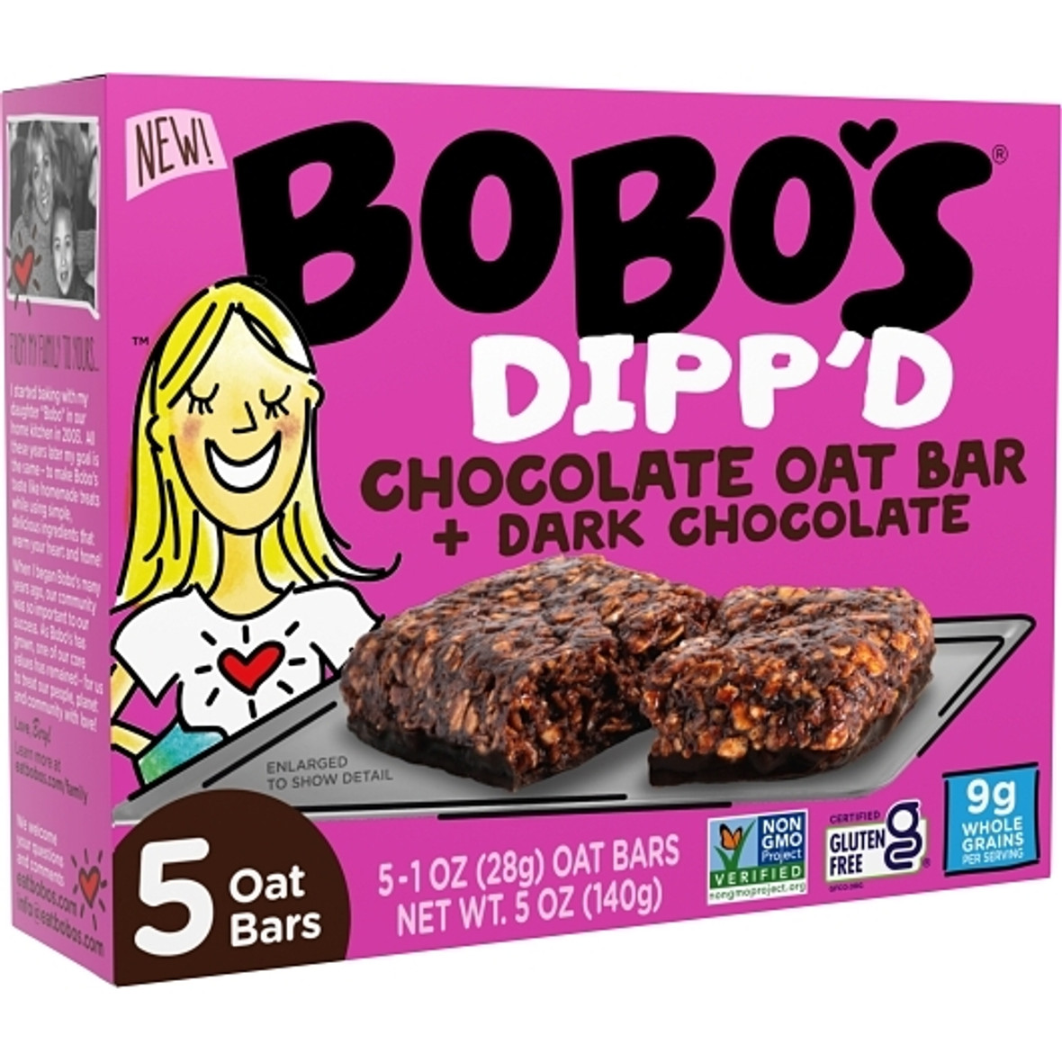 Bobo s Oat Bars Dipp d Chocolate With Dark Chocolate, 5 Ounce, 6 Per Case