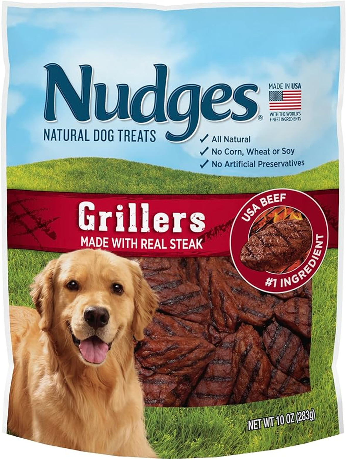 Blue Buffalo Nudges Grill Steak Dough Dog Treats Pouch, 10 Ounce, 6 Per Case