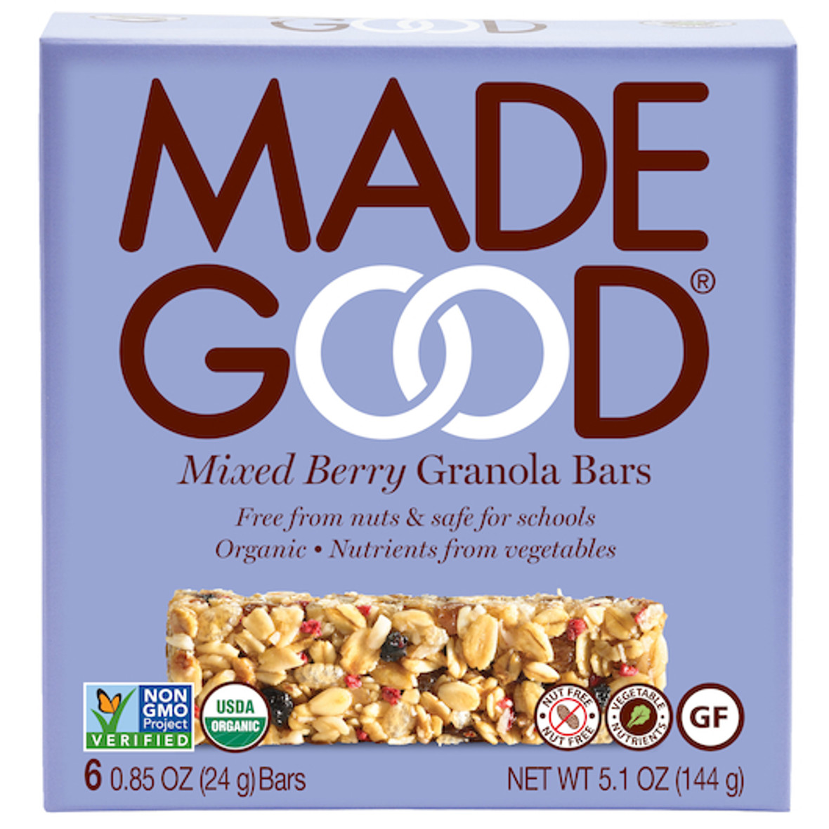 Madegood Mixed Berry Granola Snack Bar, 0.85 Ounce 6 Count, 6 Per Case
