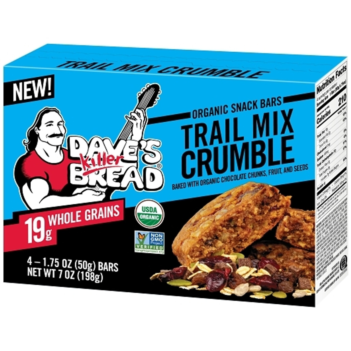 Dave s Killer Bread Organic Trail Mix Crumble Bar, 1.75 Ounce, 12 Per Box, 4 Per Case