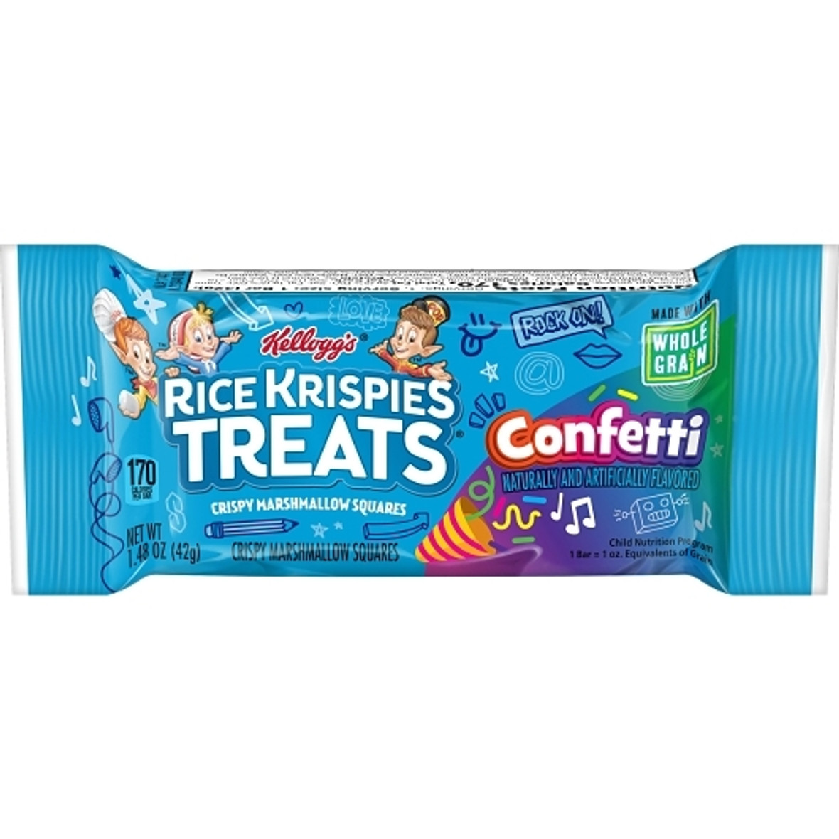 Kellogg s Rice Krispies Treats Squares Confetti, 1.48 Ounce, 20 Per Box, 4 Per Case