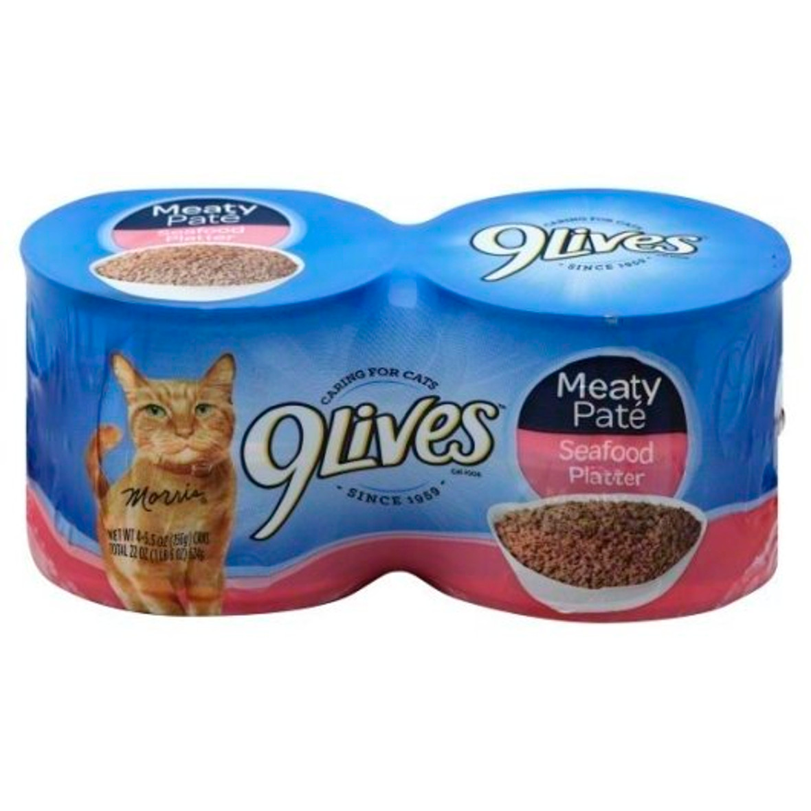 9 Lives Meaty Pate Seafood Platter Cat Food Singles, 22 Ounces, 6 Per Case